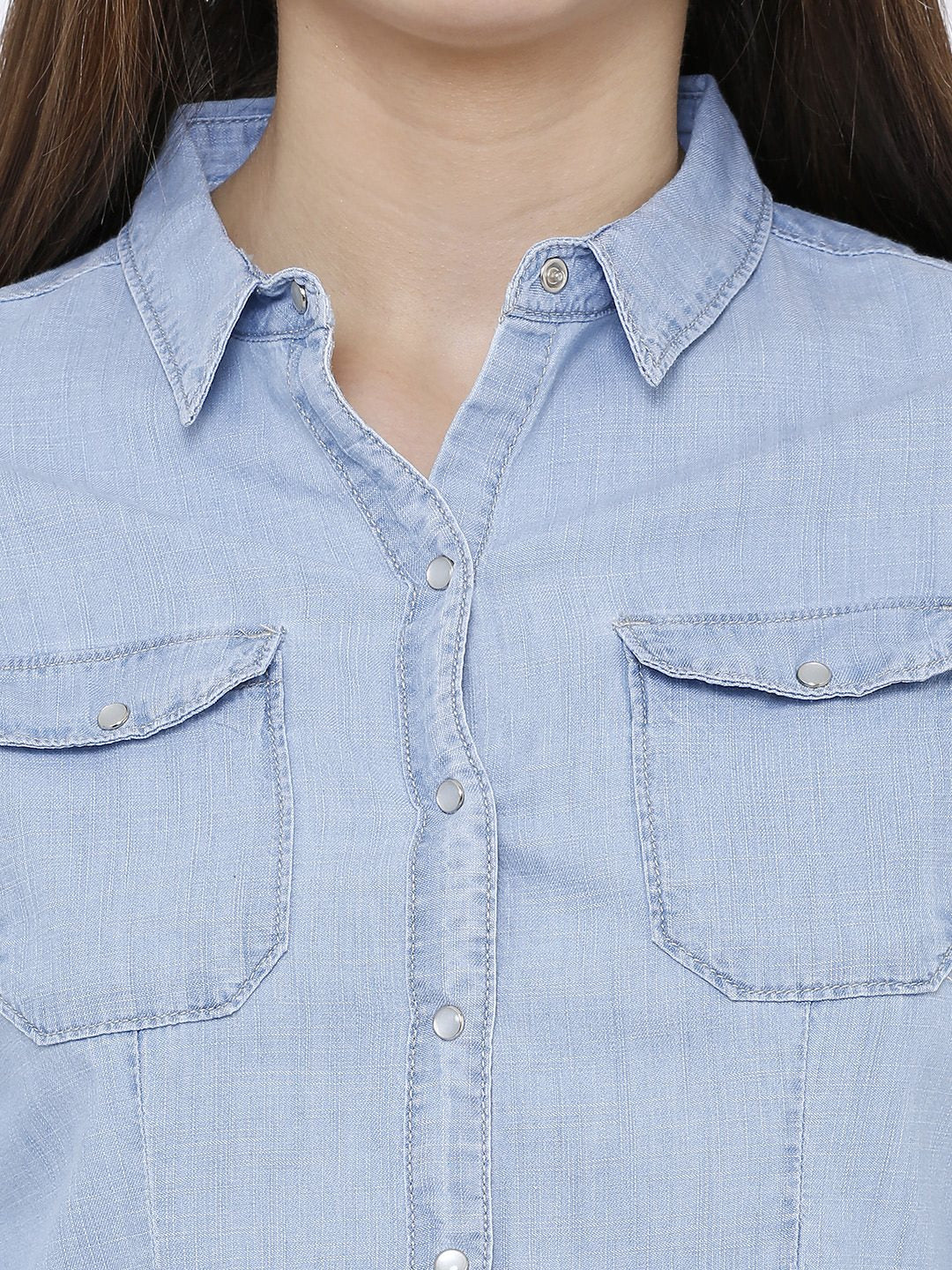 Women Light Blue Denim Shirt