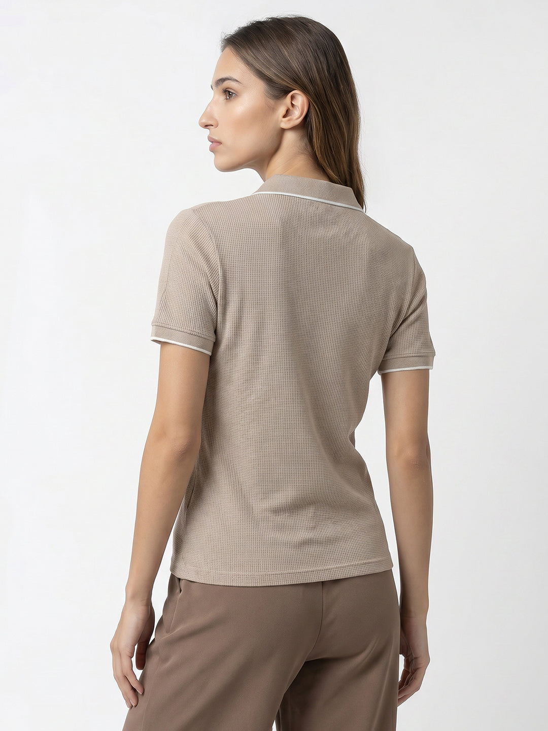 Women Light Oyester Polo T-Shirt