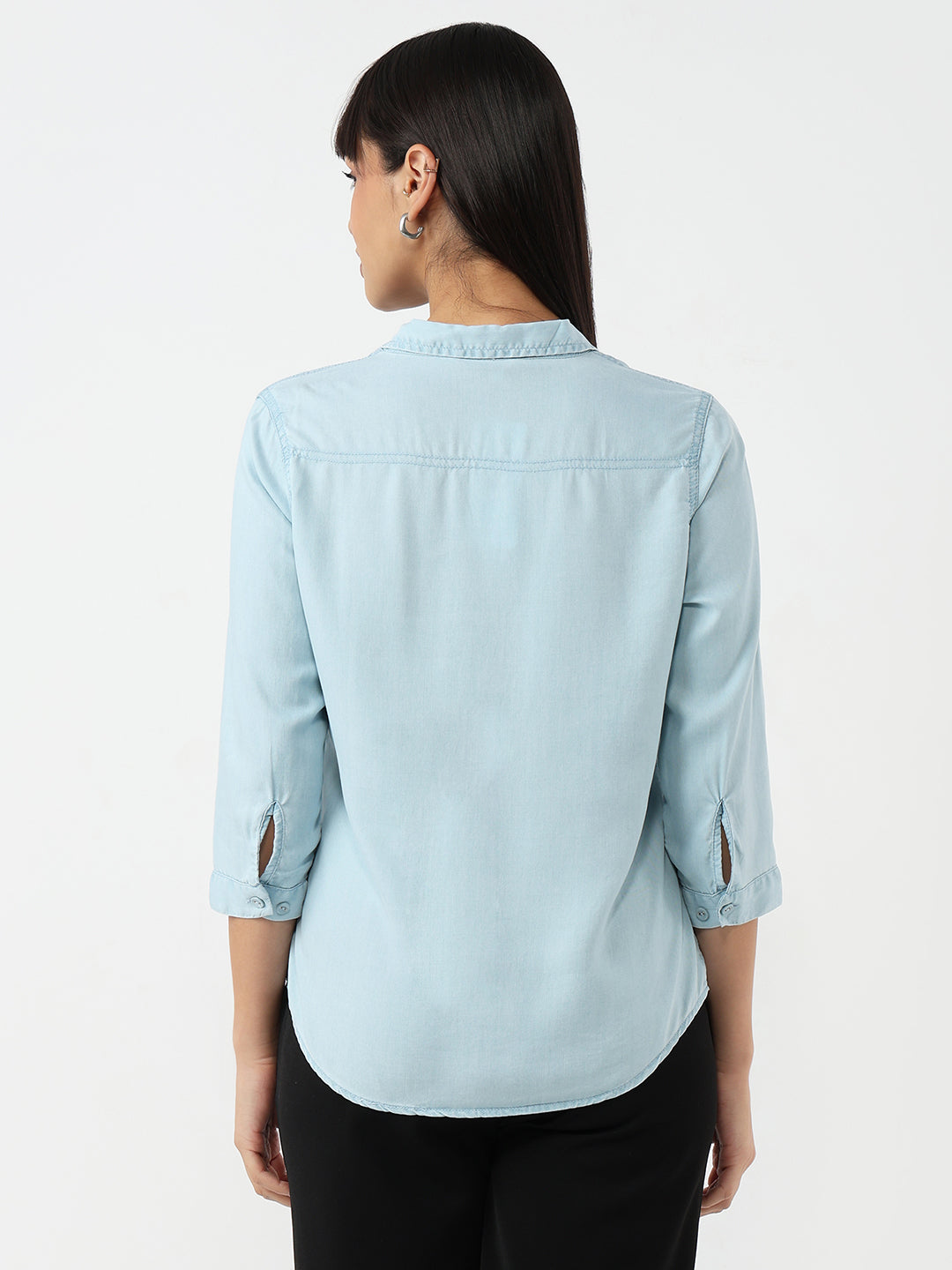 Women Women Light Blue Slim Denim Shirt