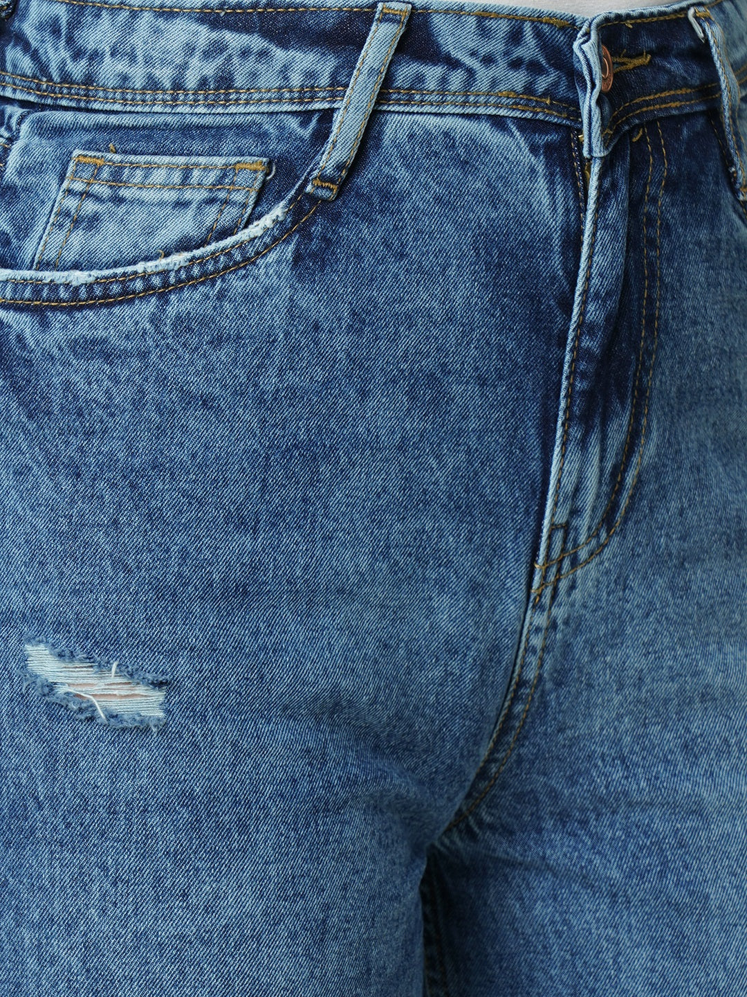 Women Light Blue High-Rise Loose Straight Jeans