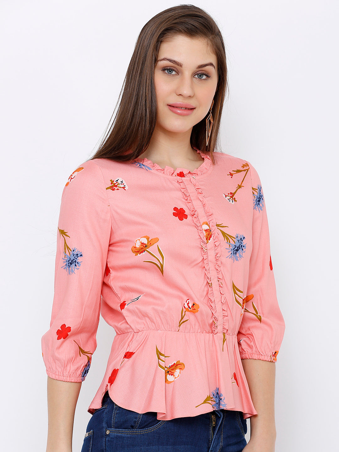Women Peach Printed Top