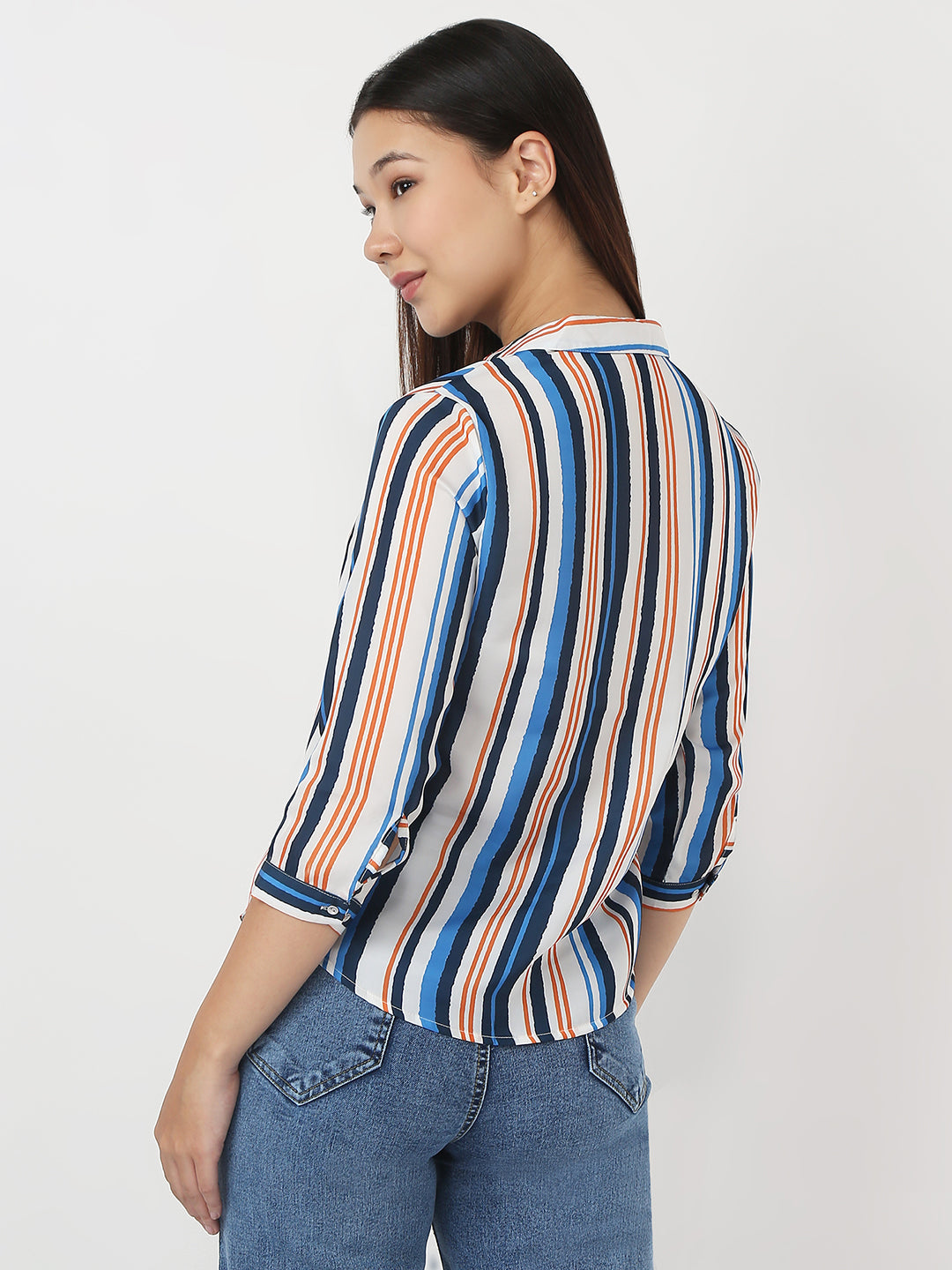 Women Multi Slim Stripe Shirt