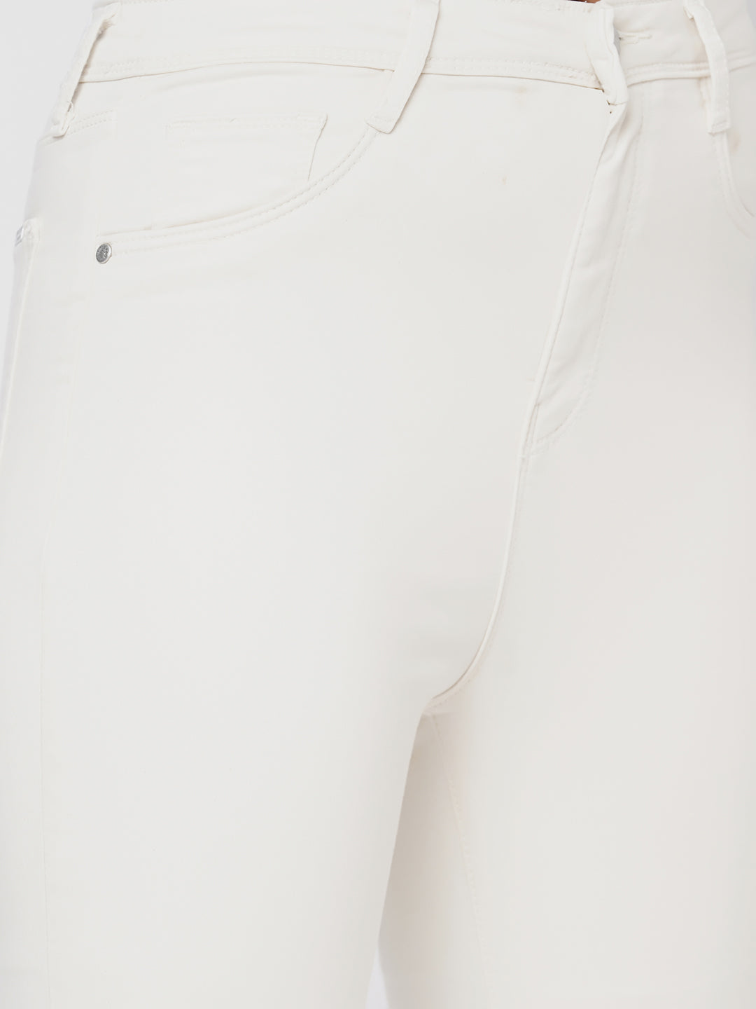 Women Ecru High-Rise Mini Flare Jeans