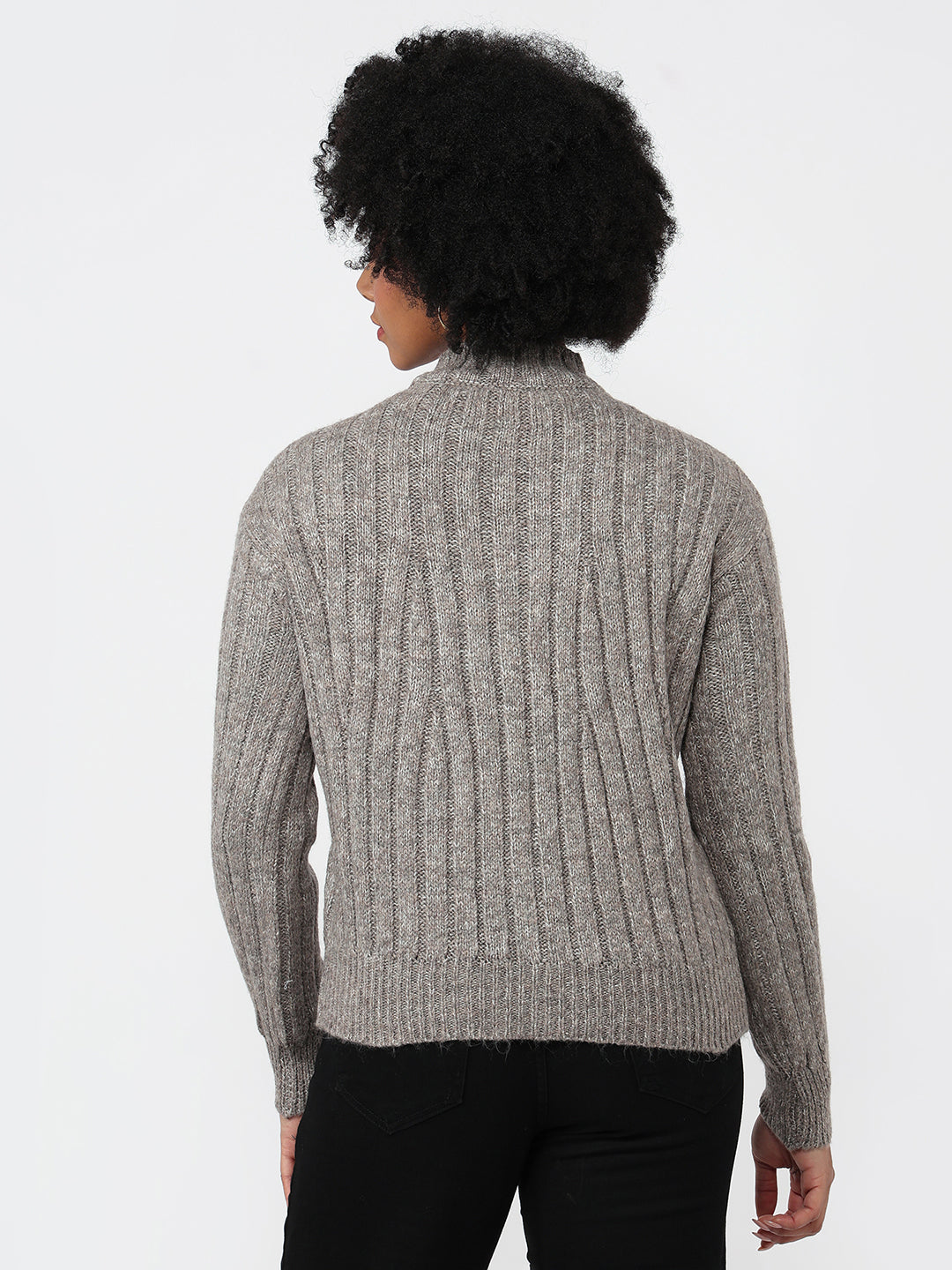 Women Beige Slim Fit Sweater