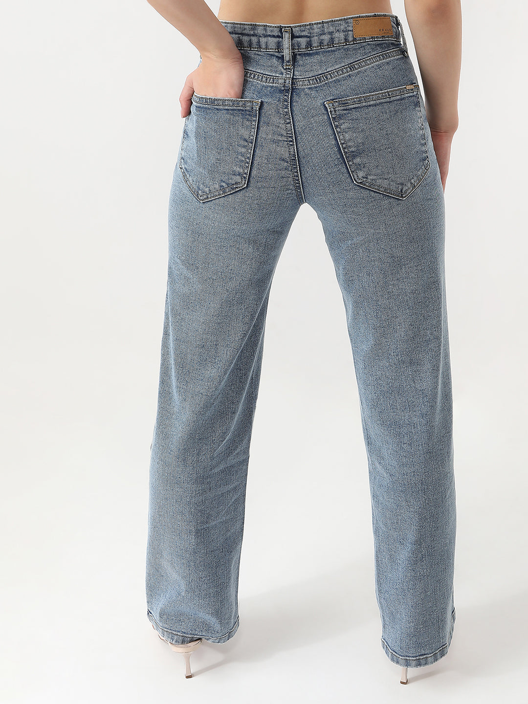 Women Blue High-Rise Wide Leg Jeans