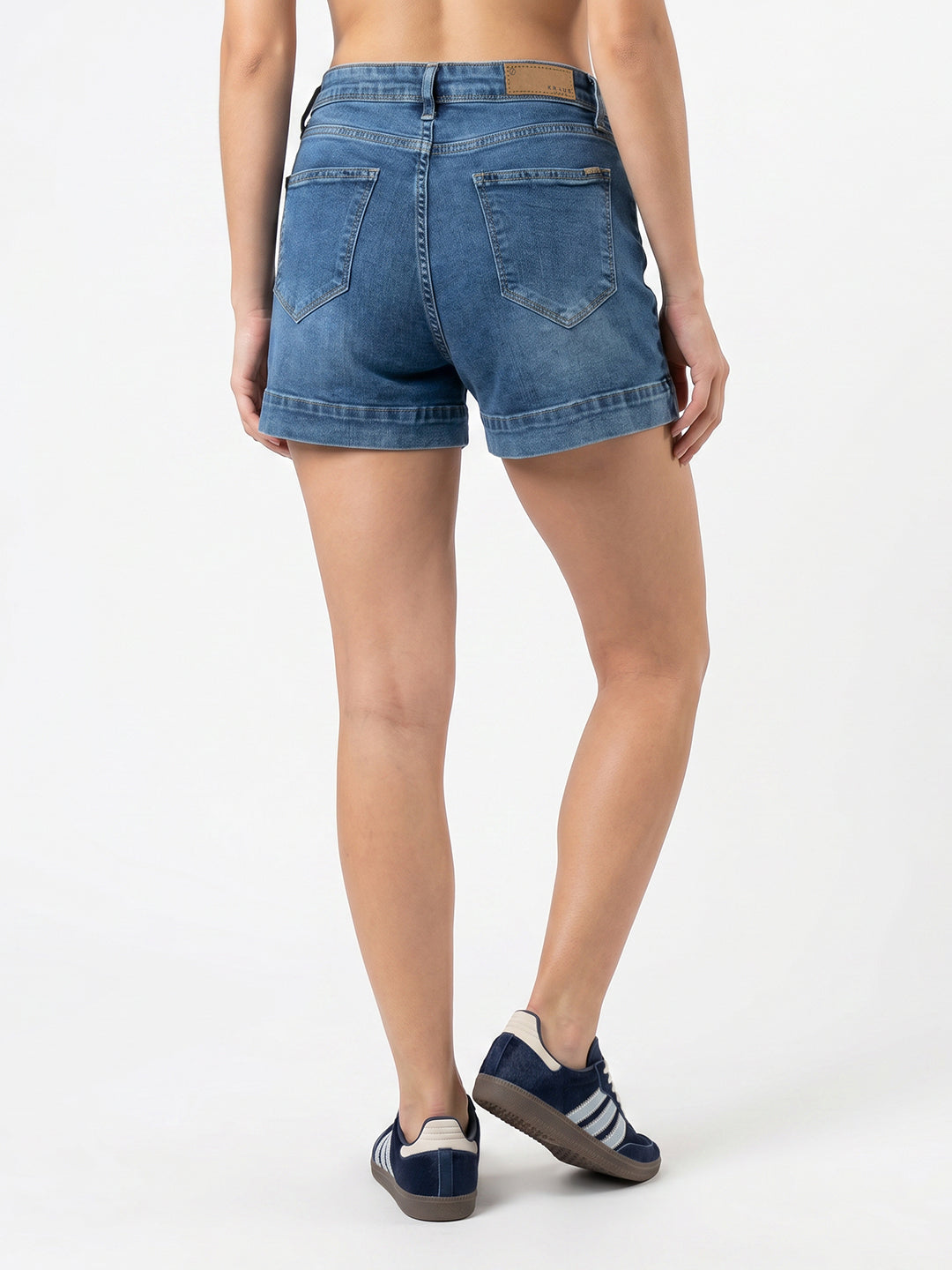 Women Blue High-Rise Shorts
