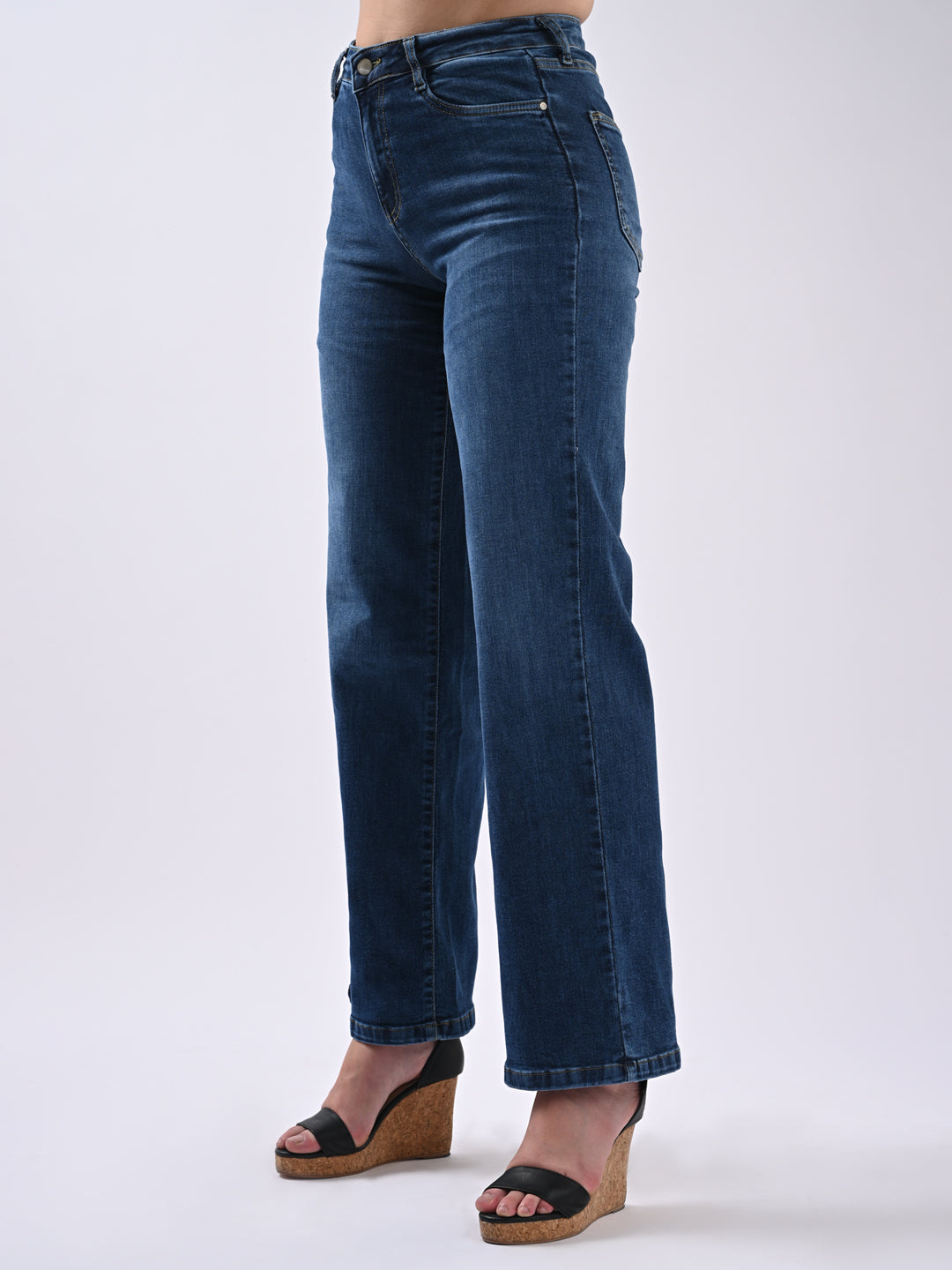 Women High Rise Wide Leg Jeans