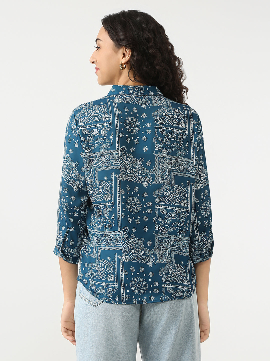 Women Teal Printed Shirt
