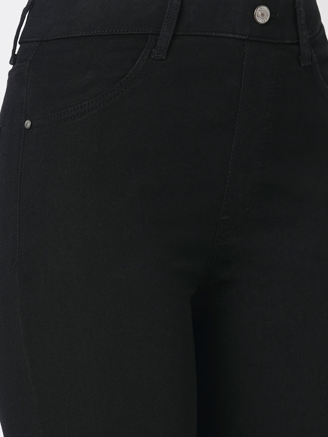 Women Black High-Rise Mini Flare Jeggings
