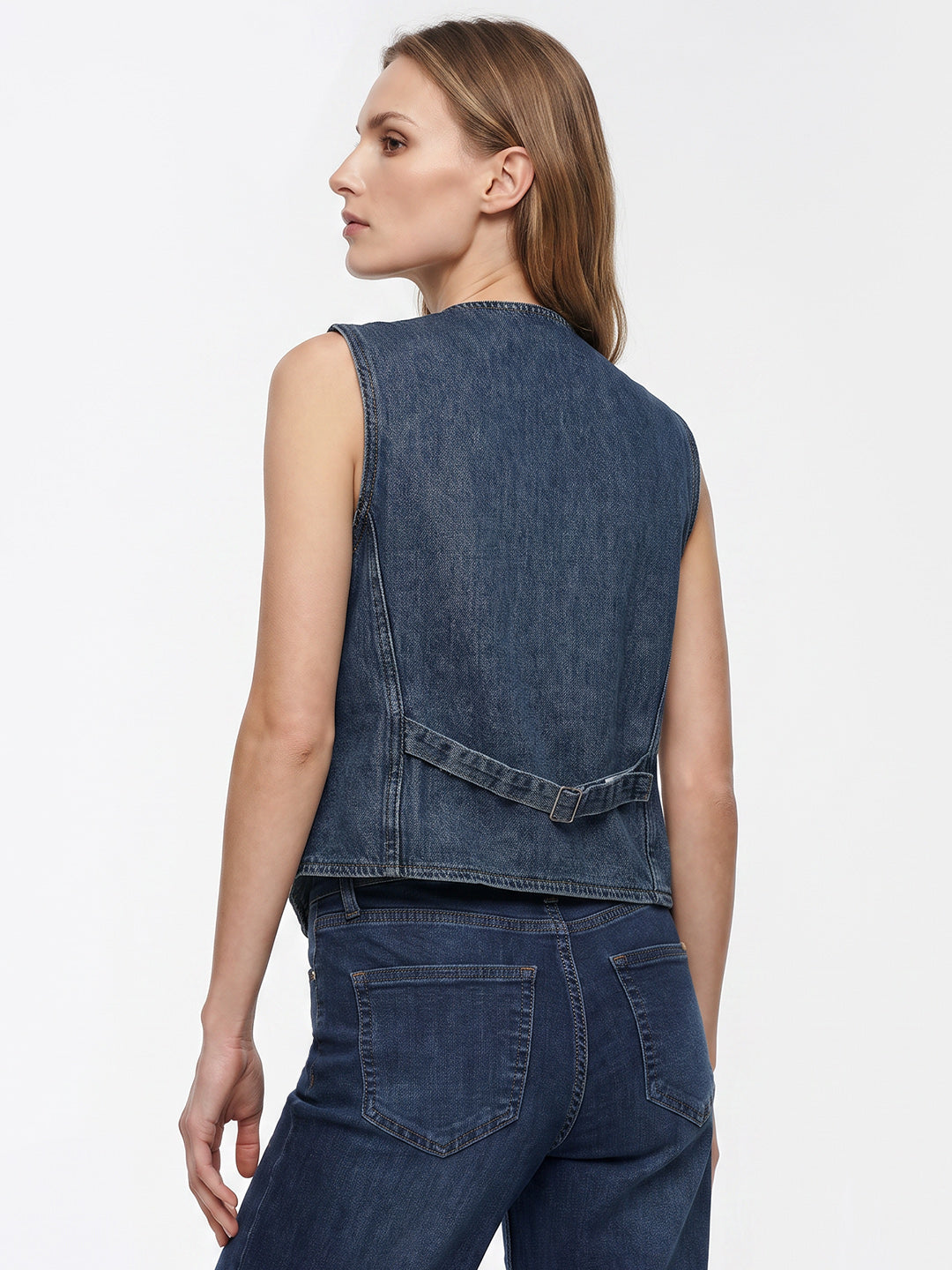 Women Blue Denim Vest