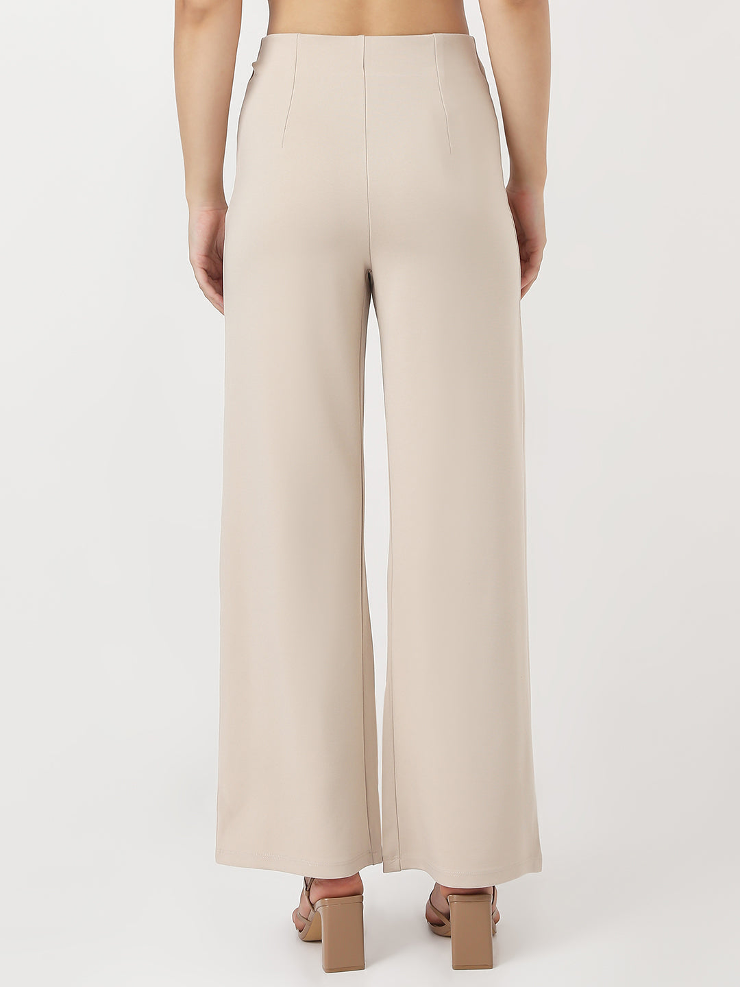 Women Beige Wide Leg Treggings
