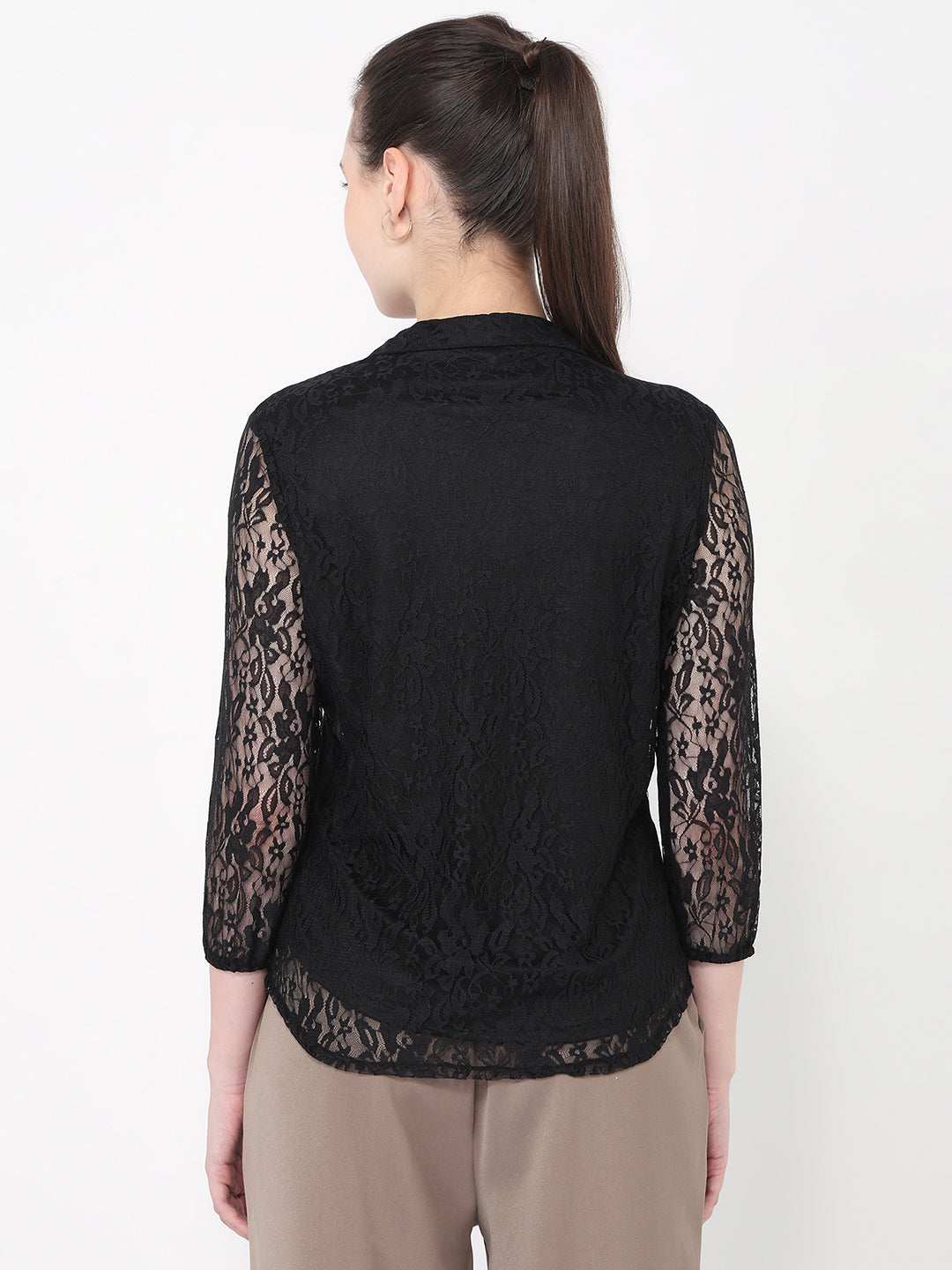 Women Black Slim Fit Shirt