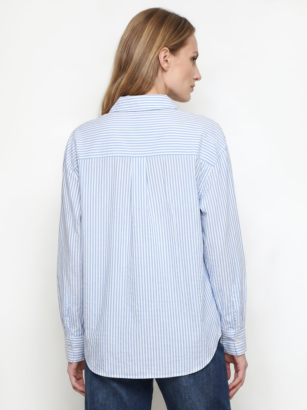 Women Sky/White Oversize Shirt