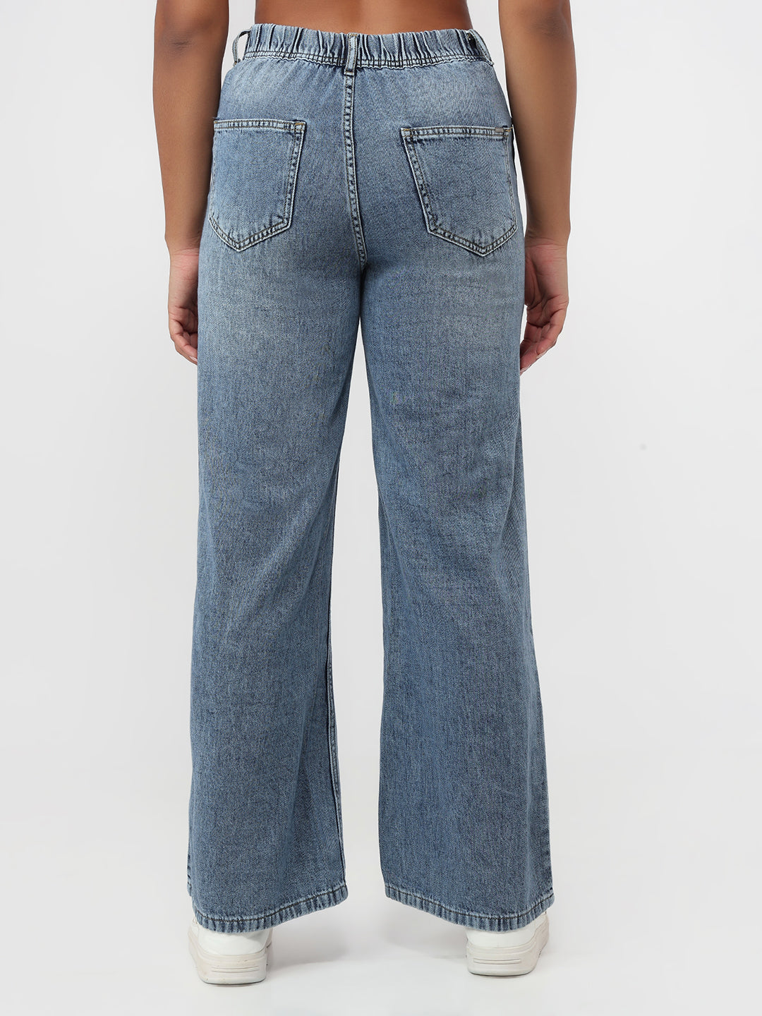 Women Blue Super Wide Leg Jeans