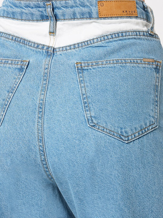 Women Light Blue Wide Leg Jeans