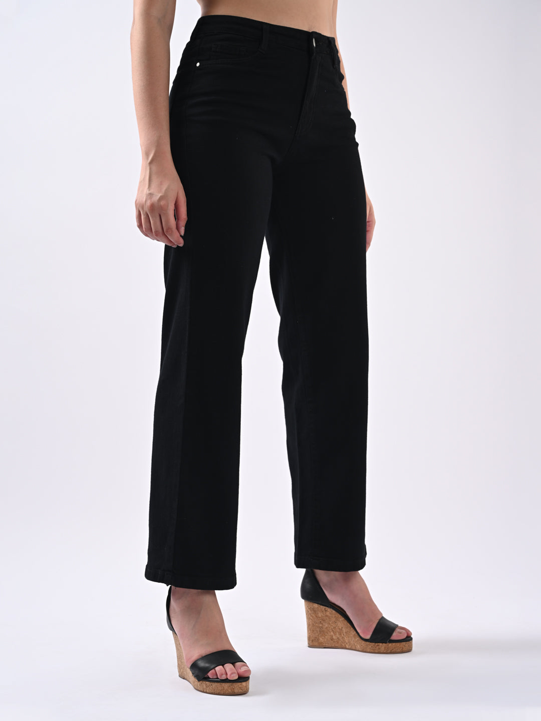 Women Black Wide Leg Jeans