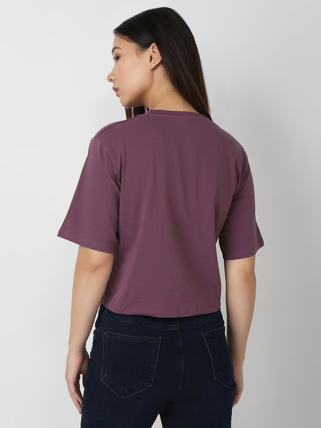Women Mauve Slim Boxy T-Shirt
