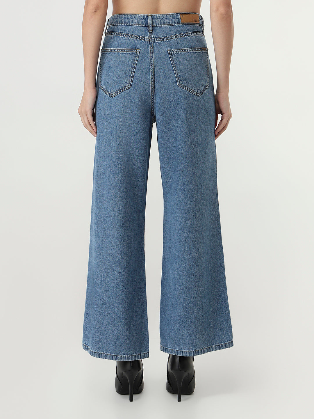 Women Blue Super Wide Leg Jeans