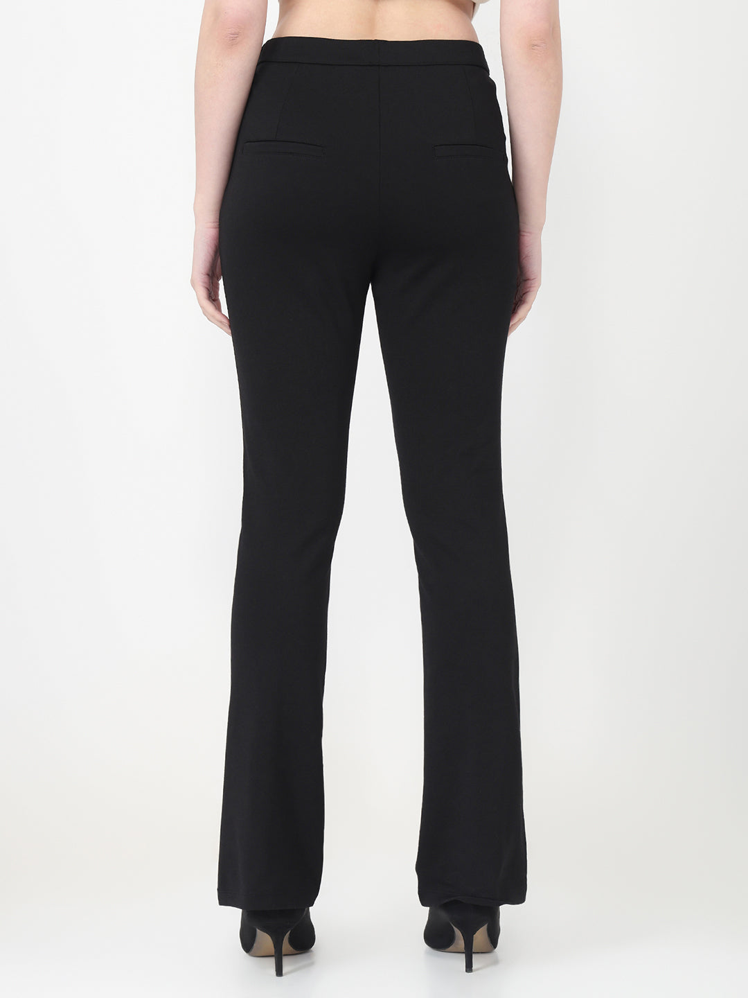 Women Black Mini Flare Treggings