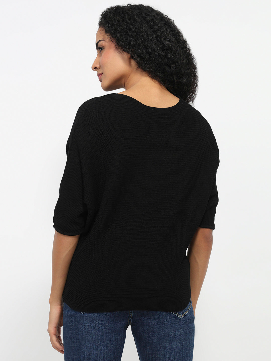 Women Black Batsleeve Top