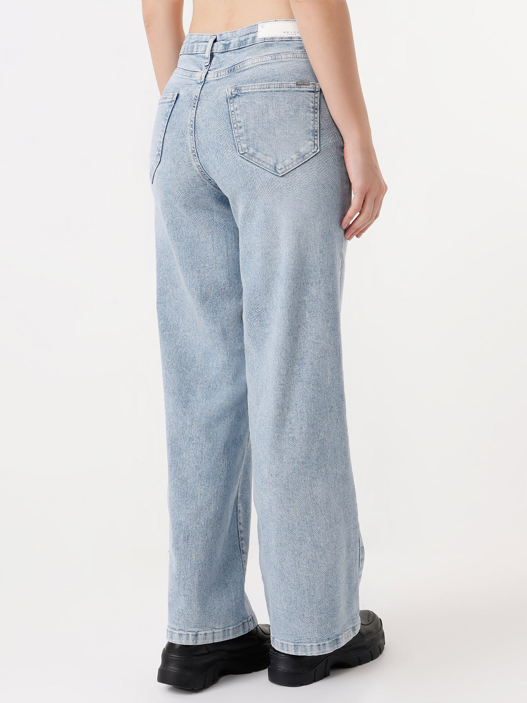 Women Light Blue High Rise Wide Leg Jeans