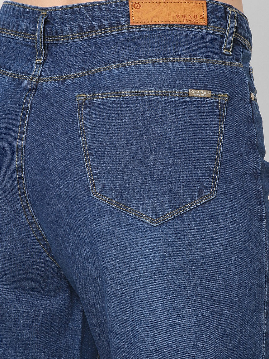 Women Blue High-Rise Parallel Wide Leg Jeans