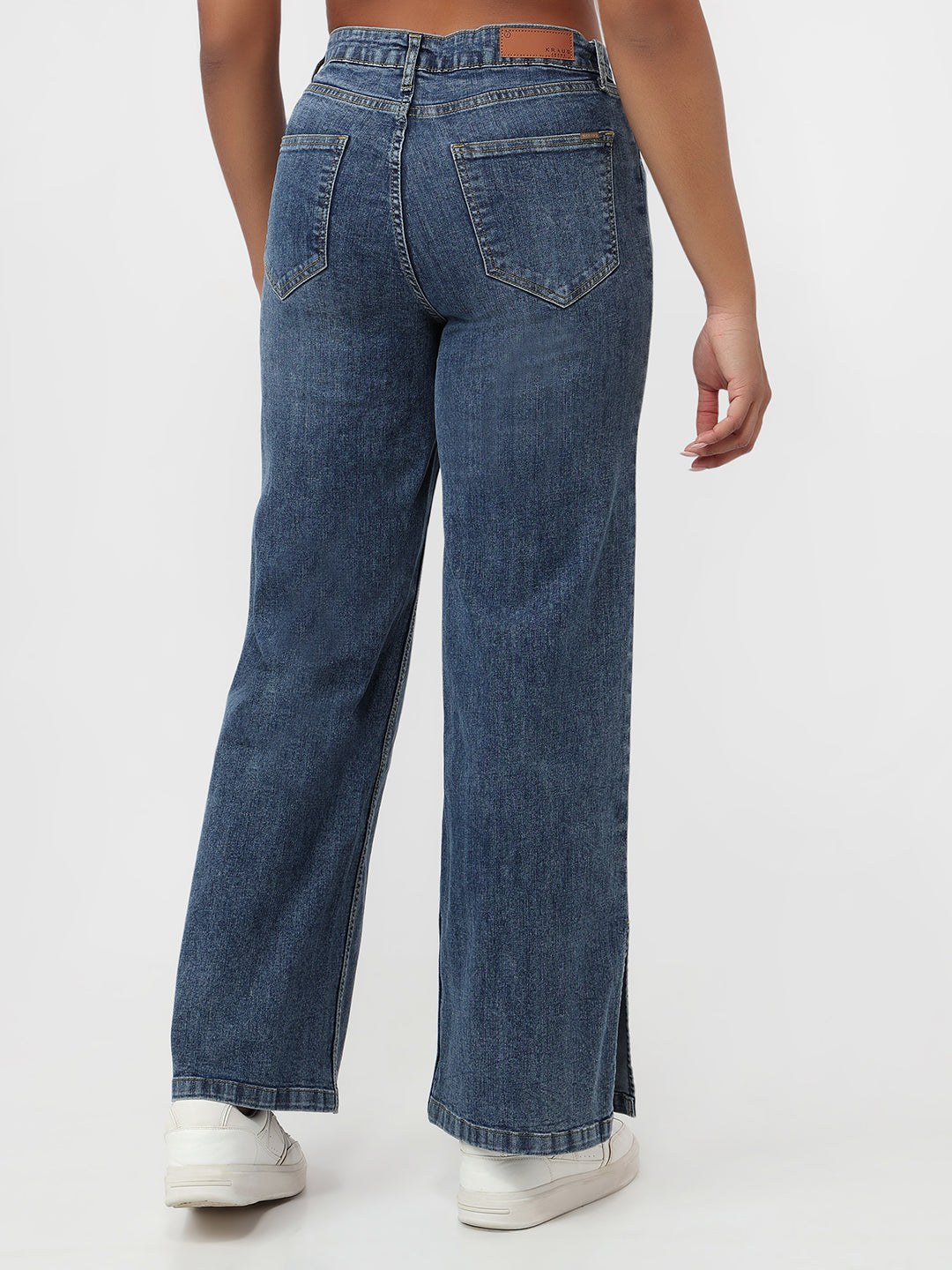 Women Blue High-Rise Wide Leg Jeans