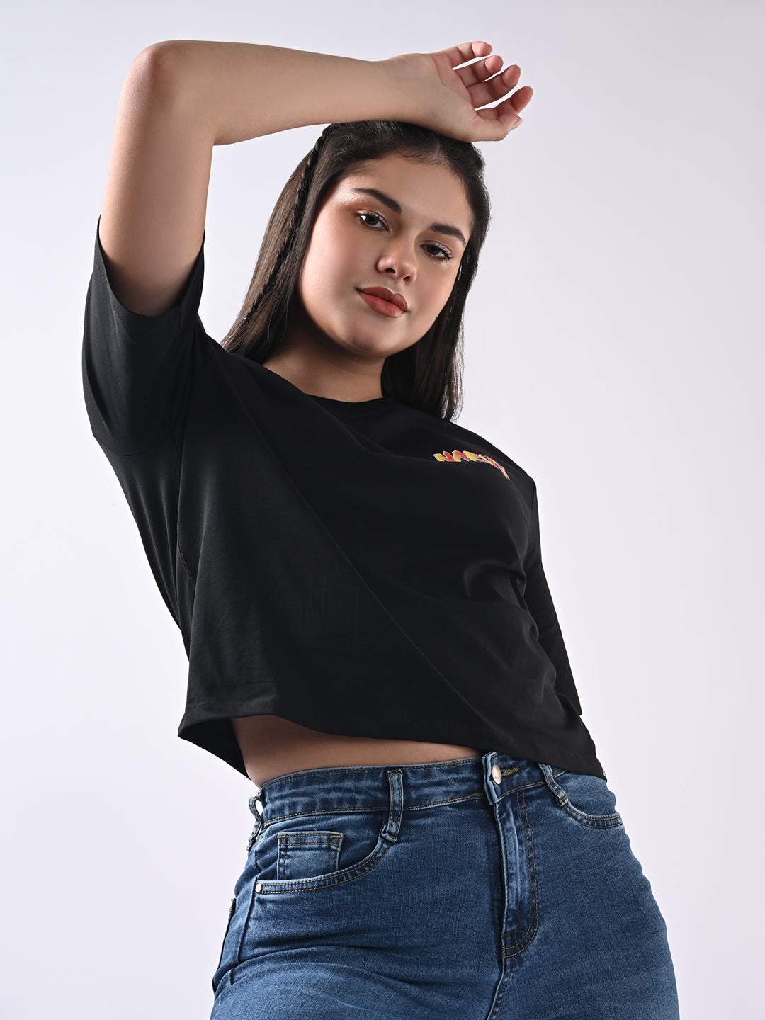 Women Graphic Crop Slim Fit Tees