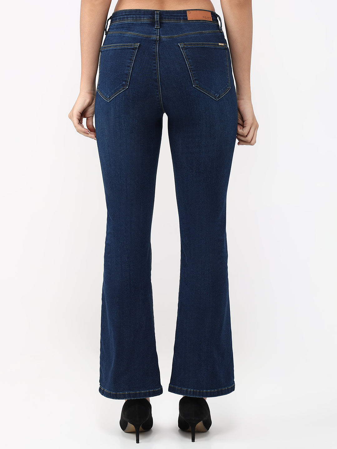 Women Dark Blue High-Rise Flare Jeans