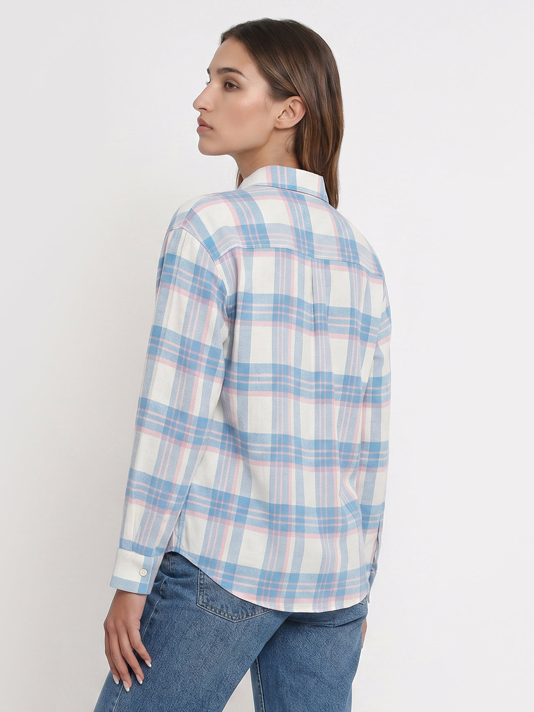 Women Blue/White Checks Shirt