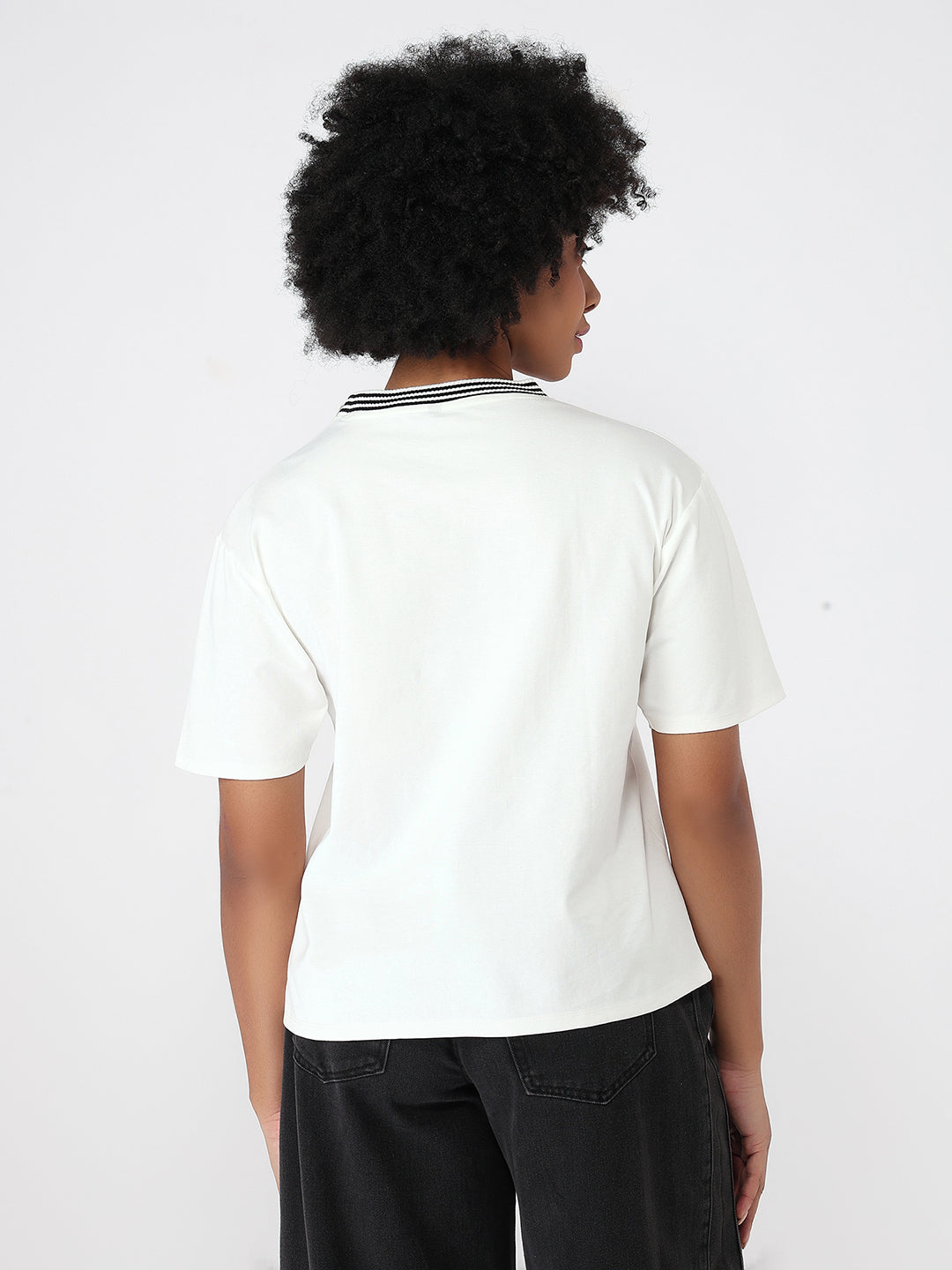 Women White Slim Fit Oversized T-Shirt