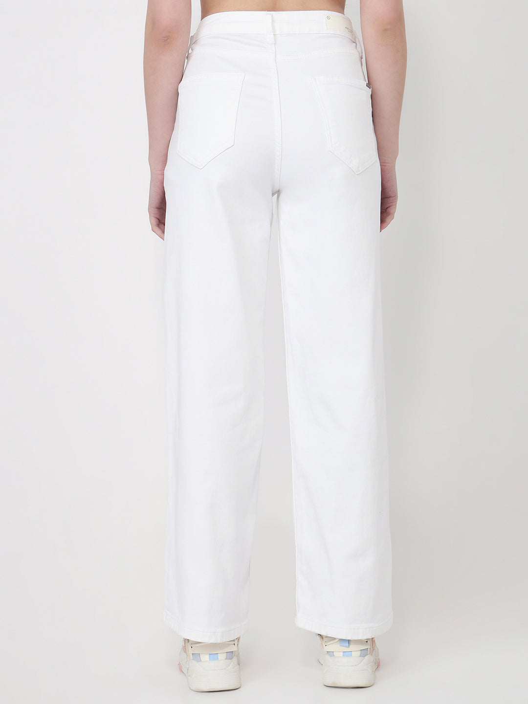 Women White Wide Leg Jeans