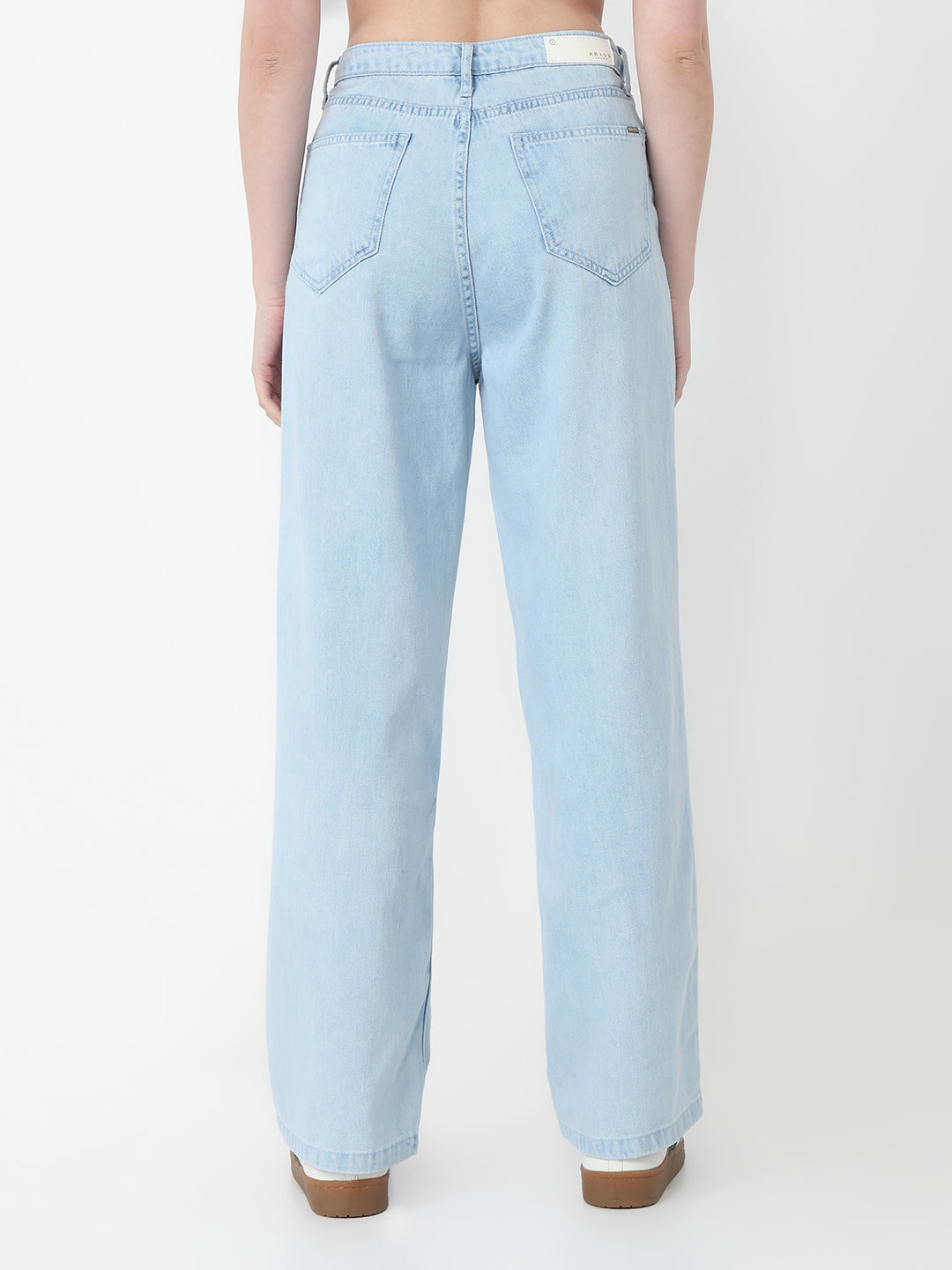 Women Light Blue High-Rise Wide Leg Jeans