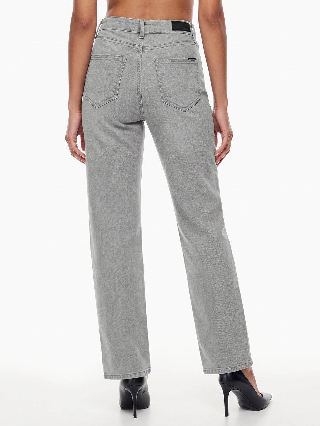 Light Grey High-Rise Straight Fit Jeans