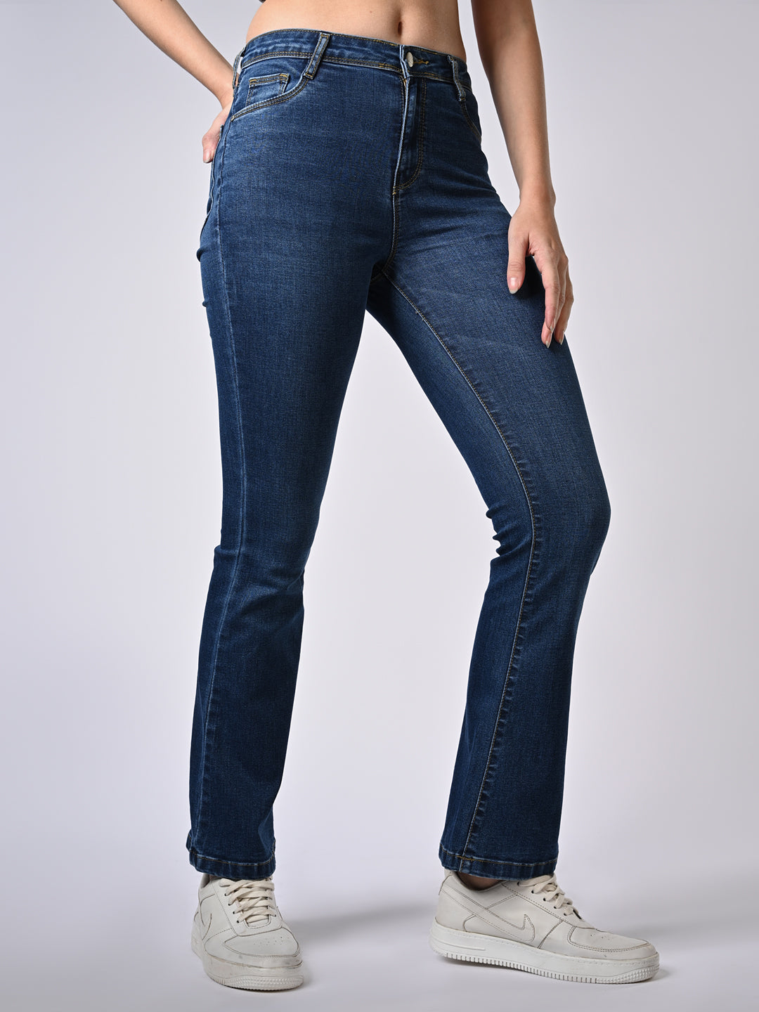 Women Blue High-Rise Flare Jeans