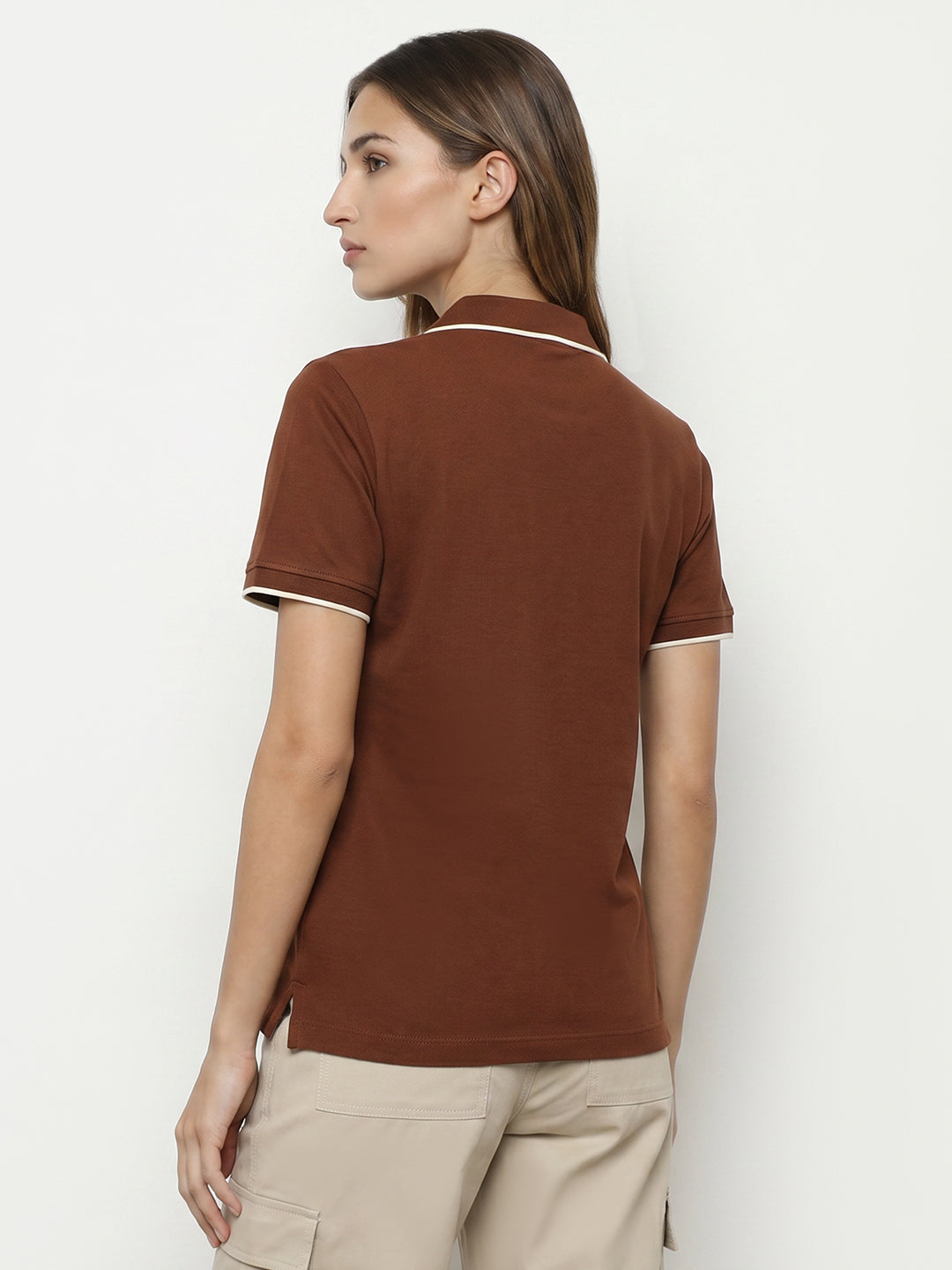 Women Sepia Polo T-Shirt