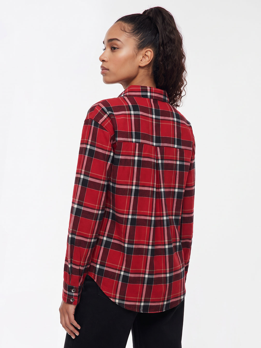 Red Checks Oversized Shirt