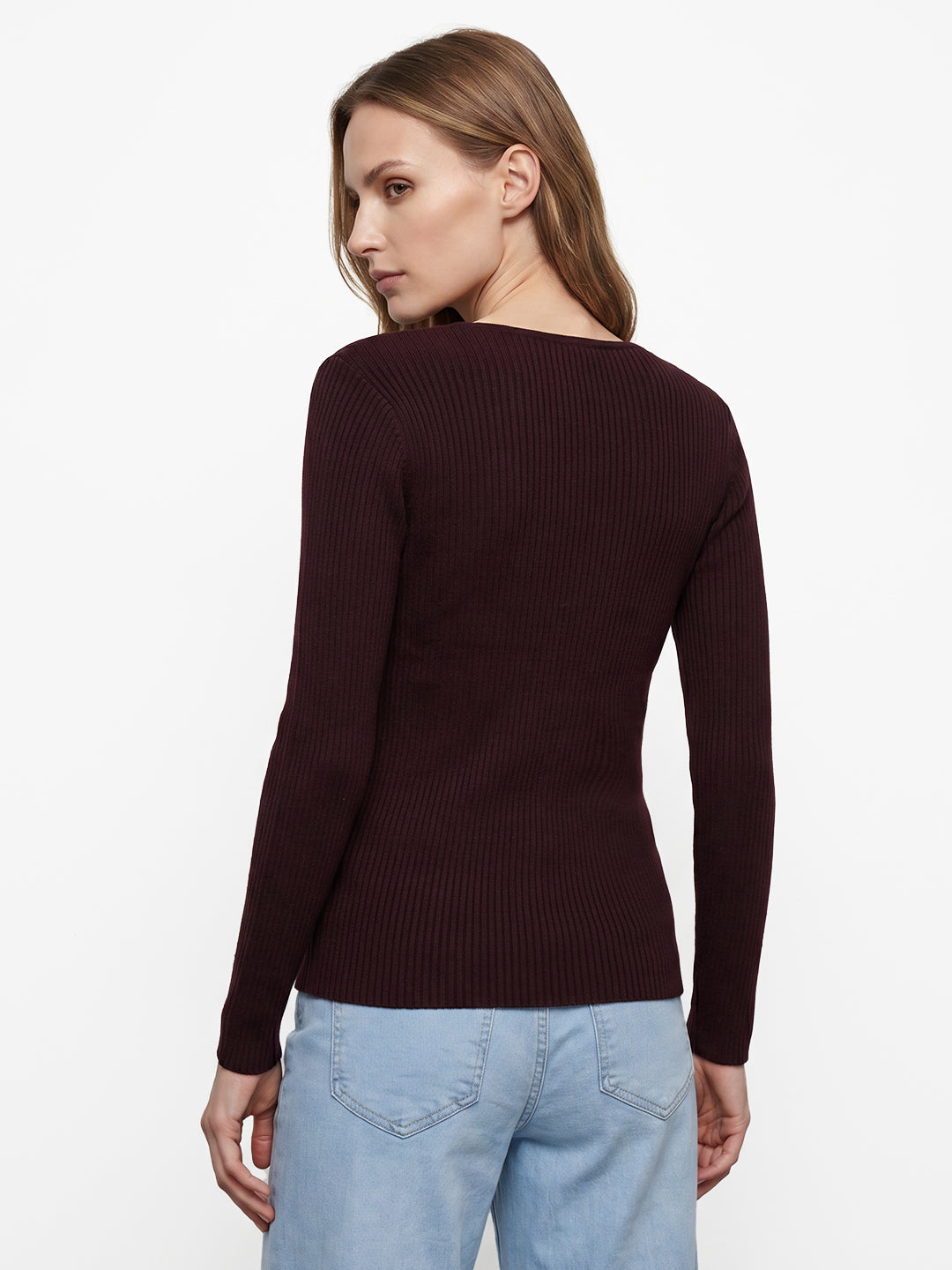 Women Wine Flat Knit
