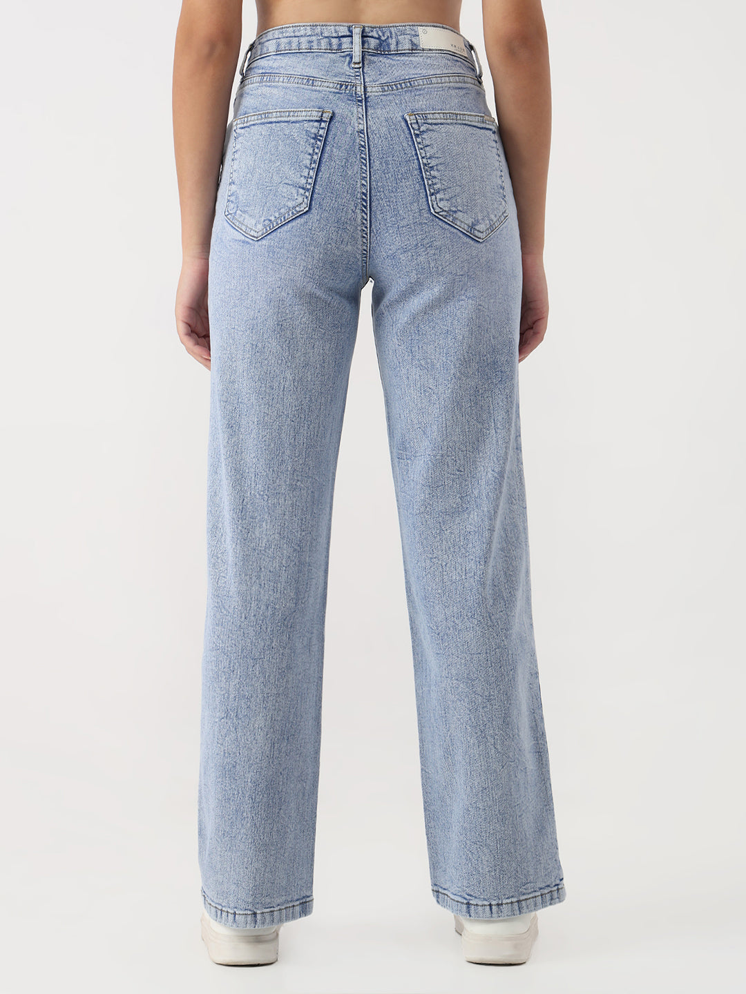 Women Light Blue Wide Leg Jeans