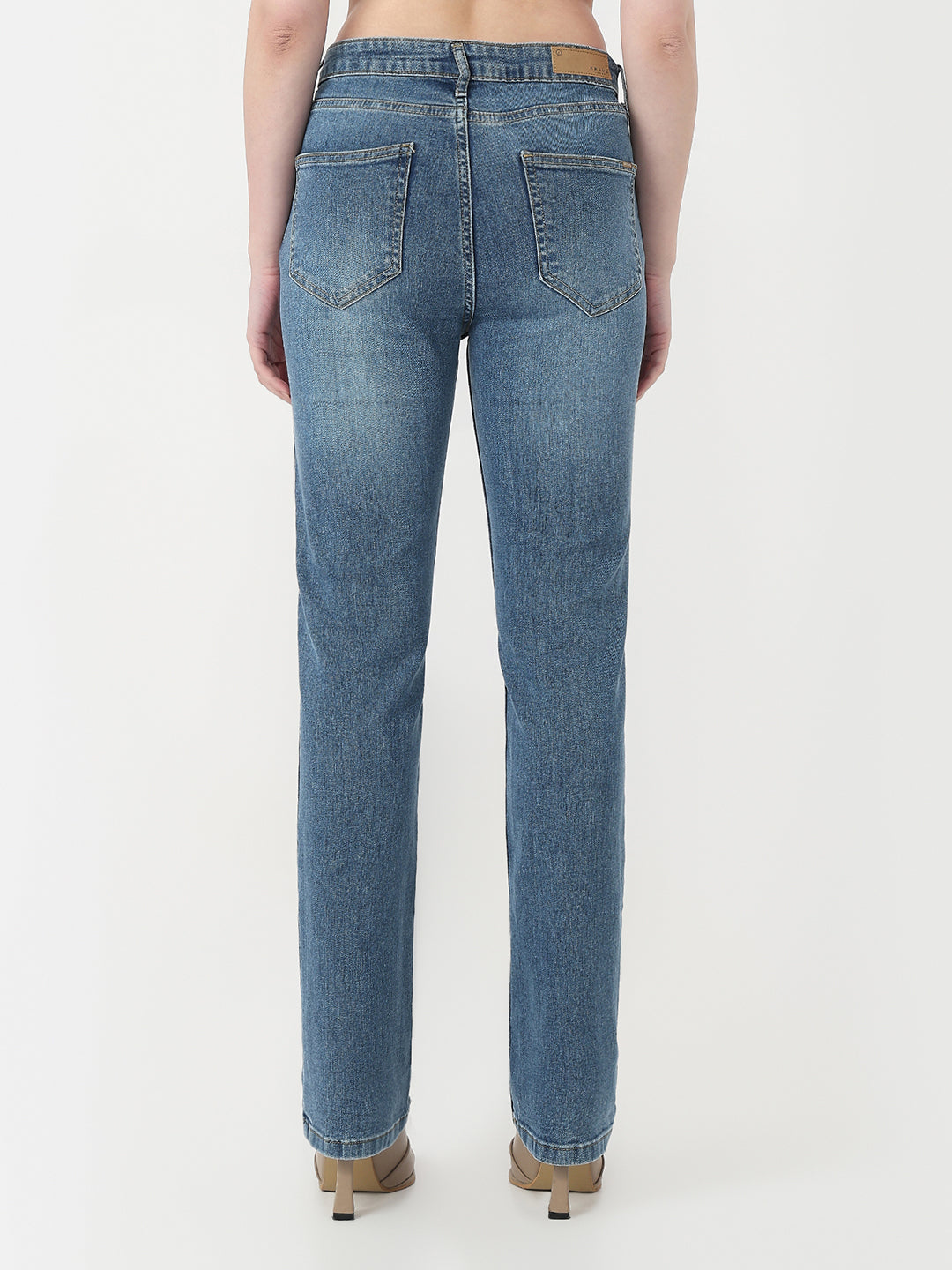 Women Blue High-Rise Slim Straight Jeans
