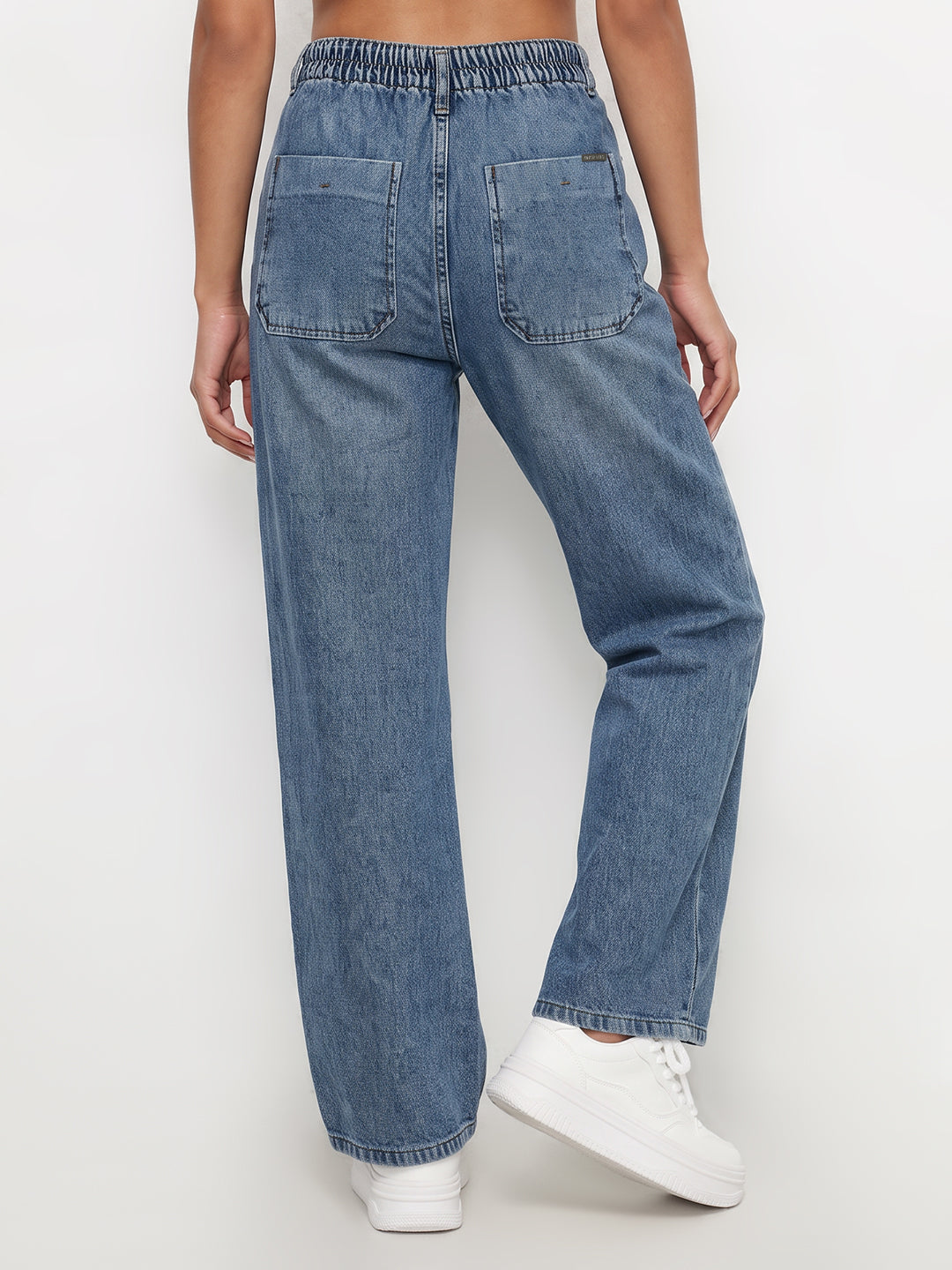Blue High-Rise Crop Wide Leg Jeans