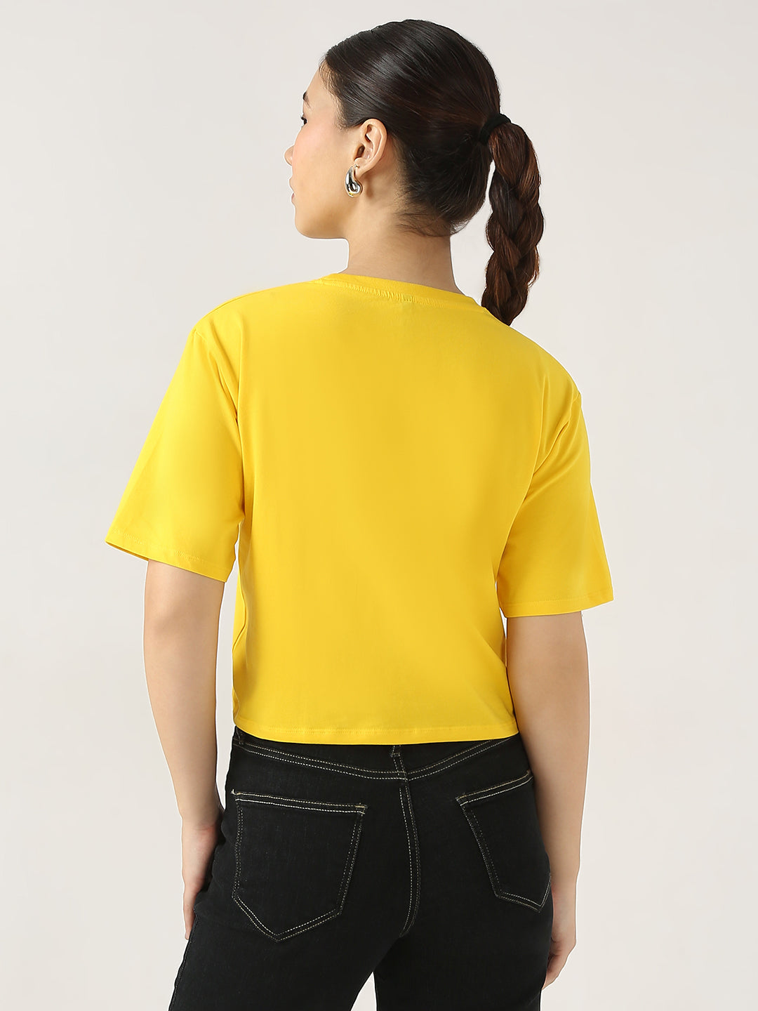 Women Graphic Crop Slim Fit Tees