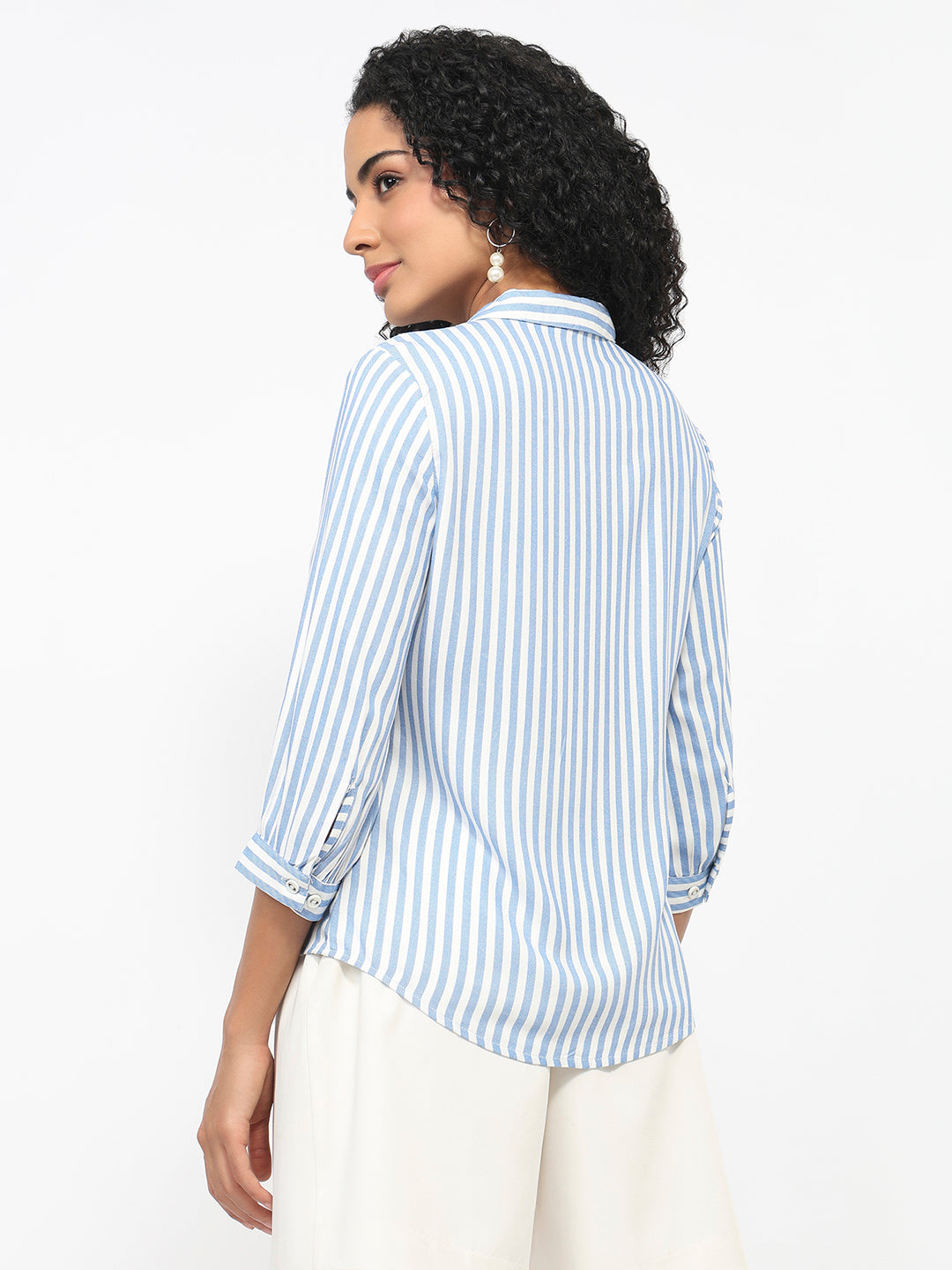 Women Blue/White Striped Shirt