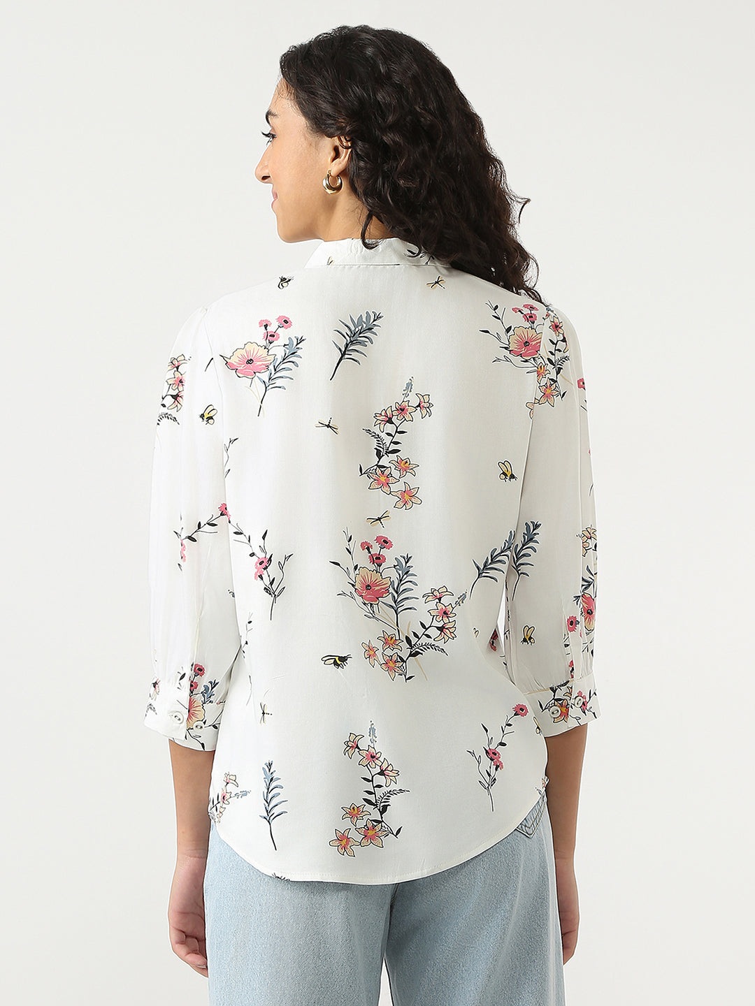 Women Off White Printed Shirt
