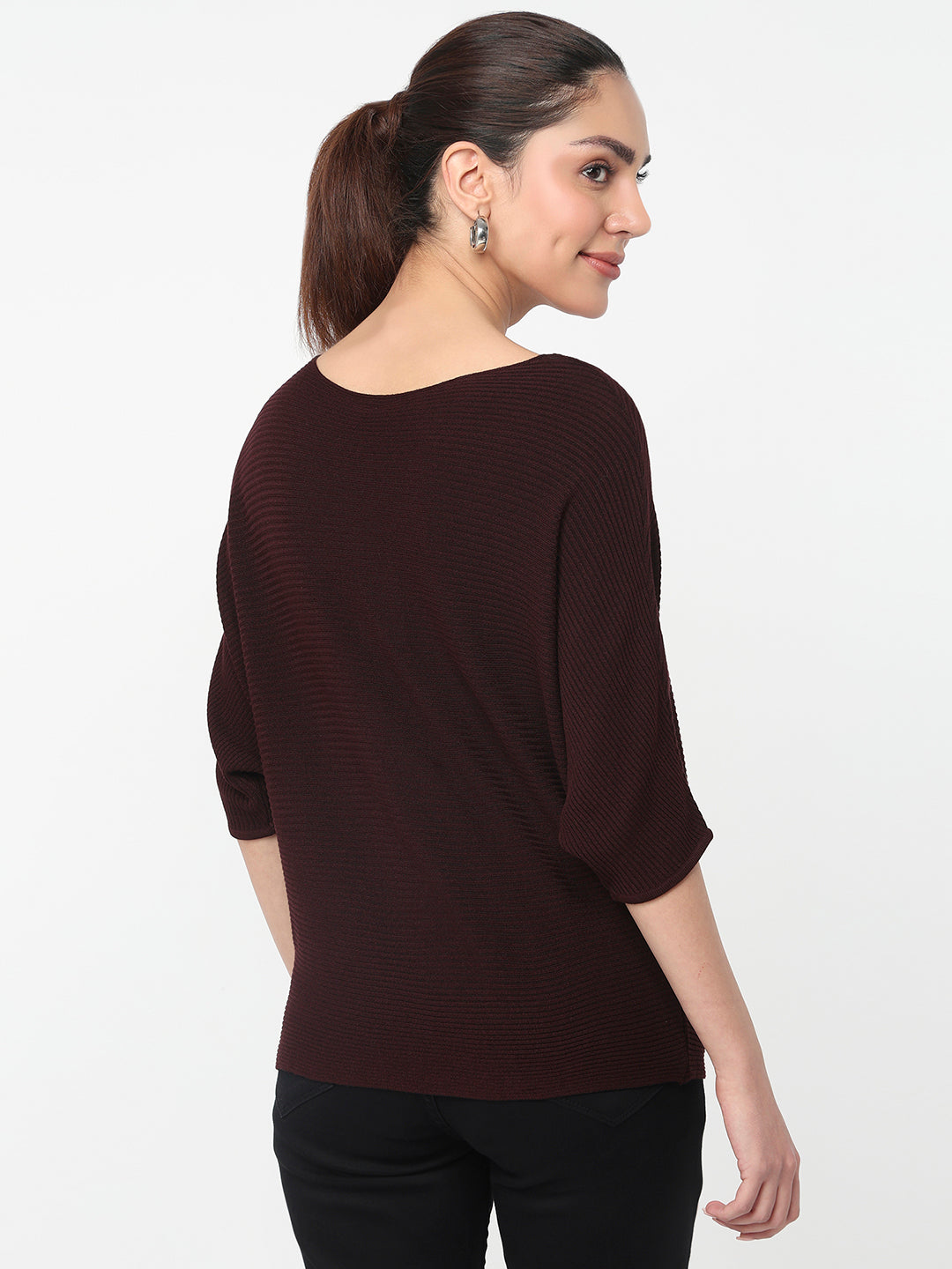 Women Wine Batsleeve Top