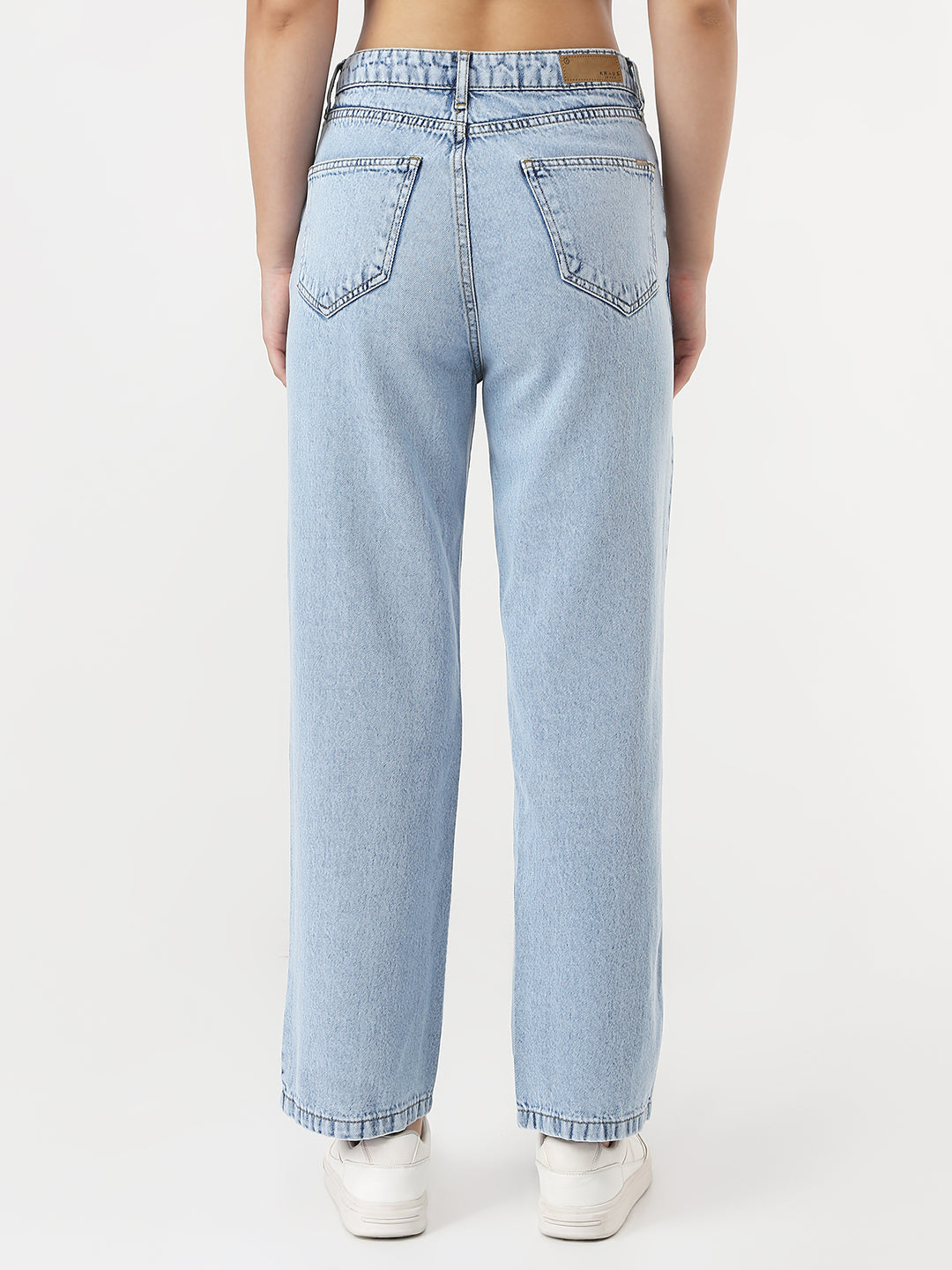 Women Light Blue Loose Straight Jeans