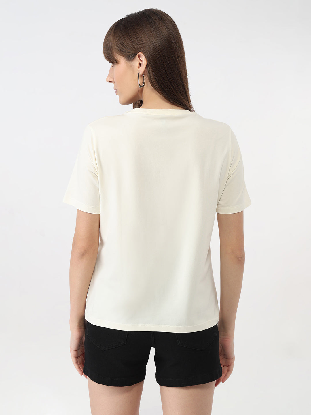 Women Ivory Slim Graphic T-Shirt