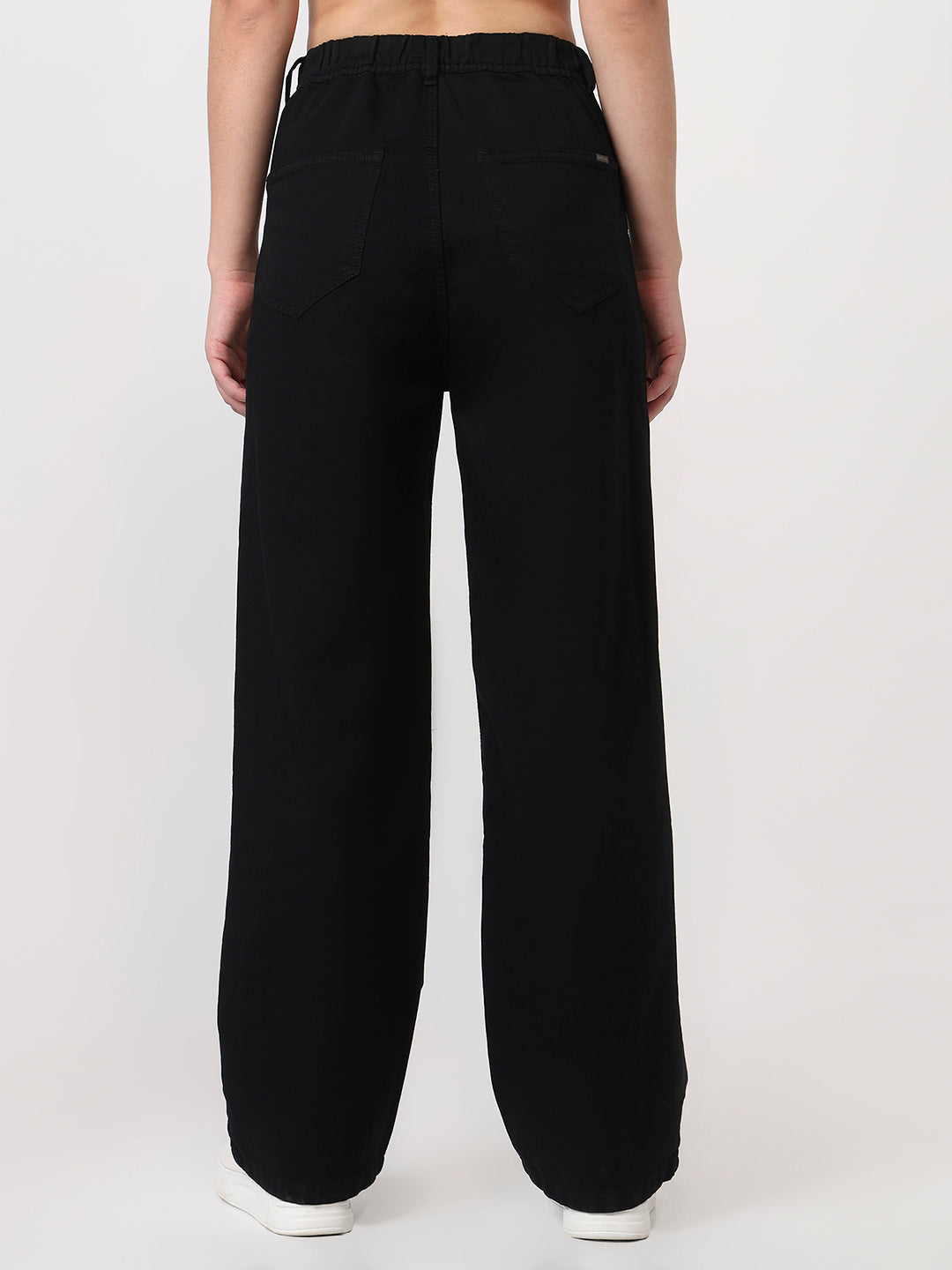 Women Black High-Rise Wide Leg Jeans