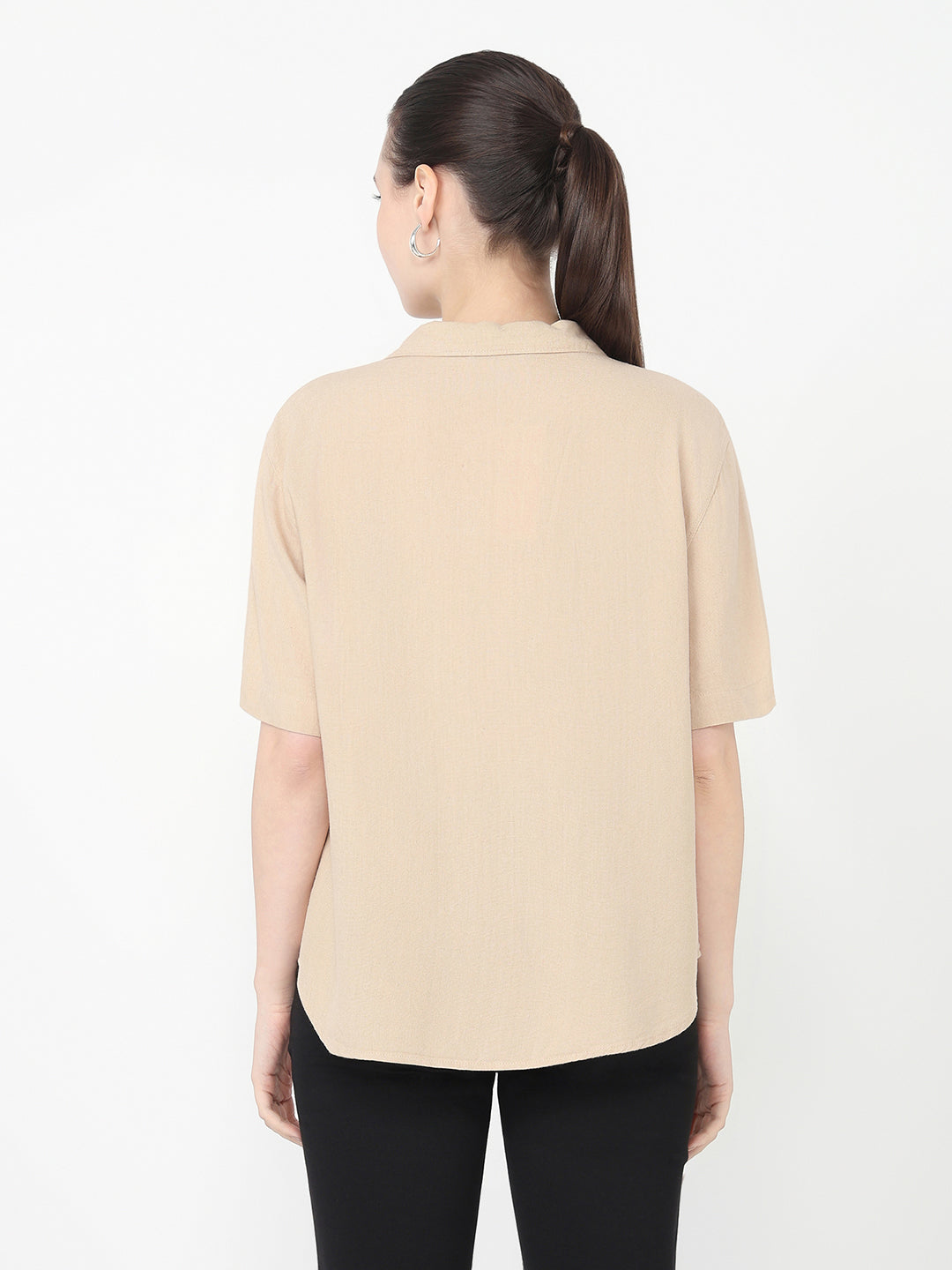 Women Oatmilk Slim Fit Shirt