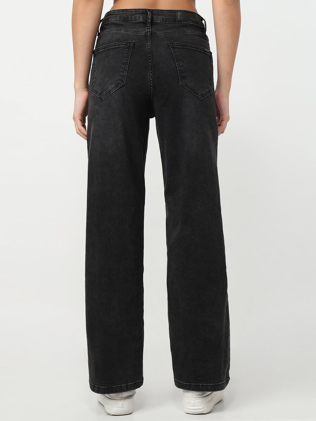 Women Charcoal High-Rise Wide Leg Jeans